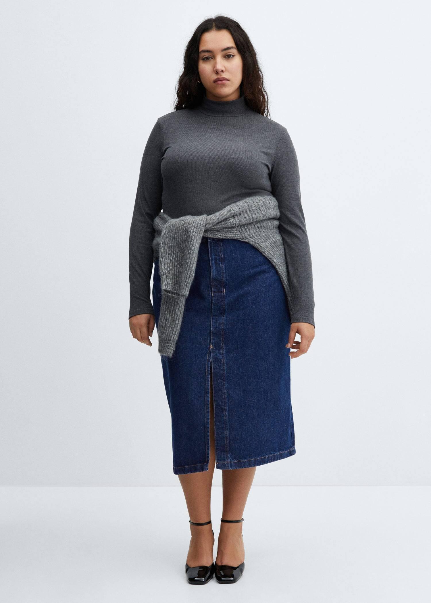 Blue Denim Midi-Skirt, , large image number 4