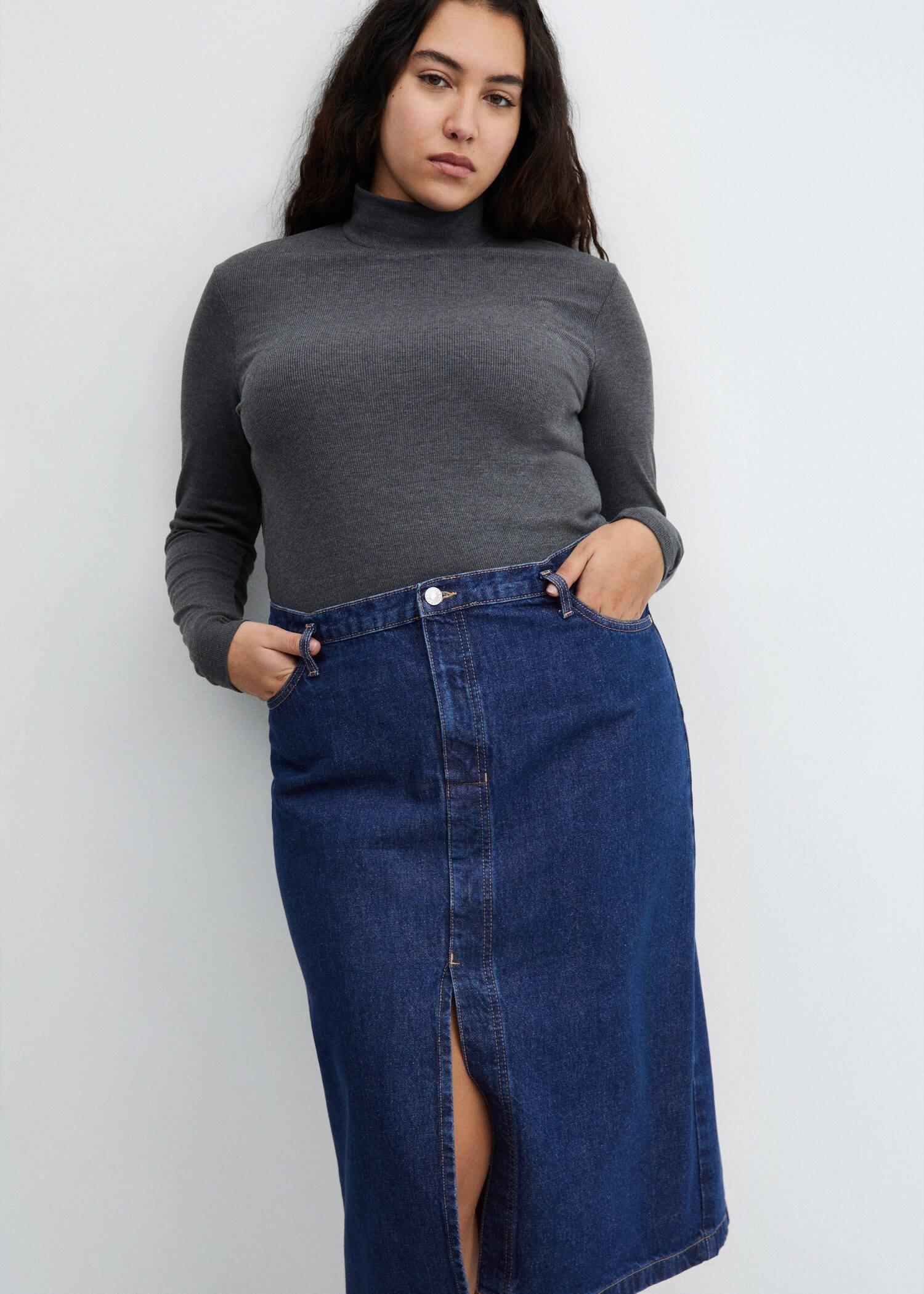Blue Denim Midi-Skirt, , large image number 5