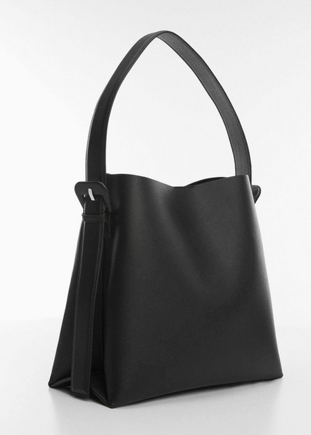 Mango - Black Buckled Shopper Bag