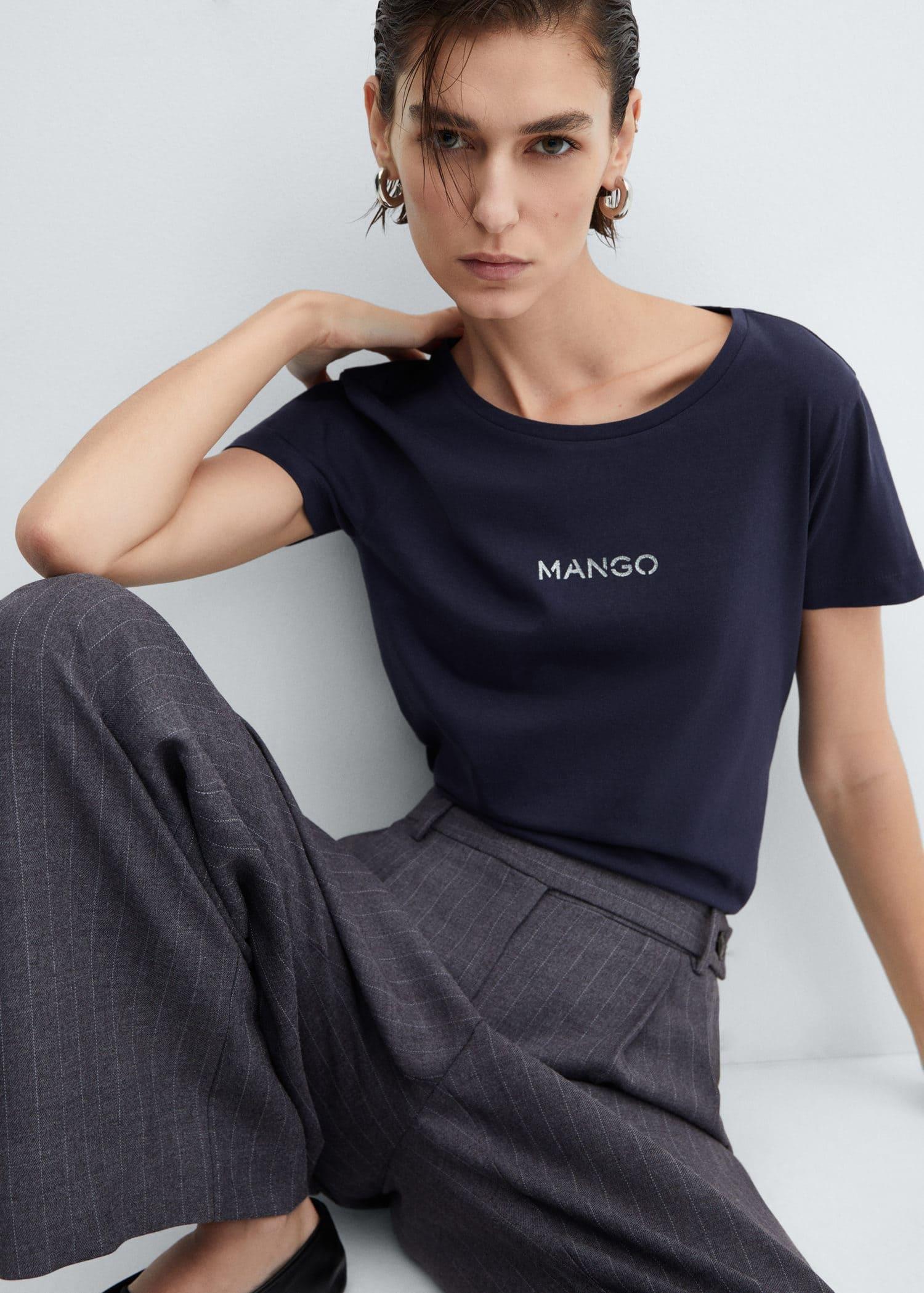 Navy Logo Cotton T-Shirt, , large image number 1