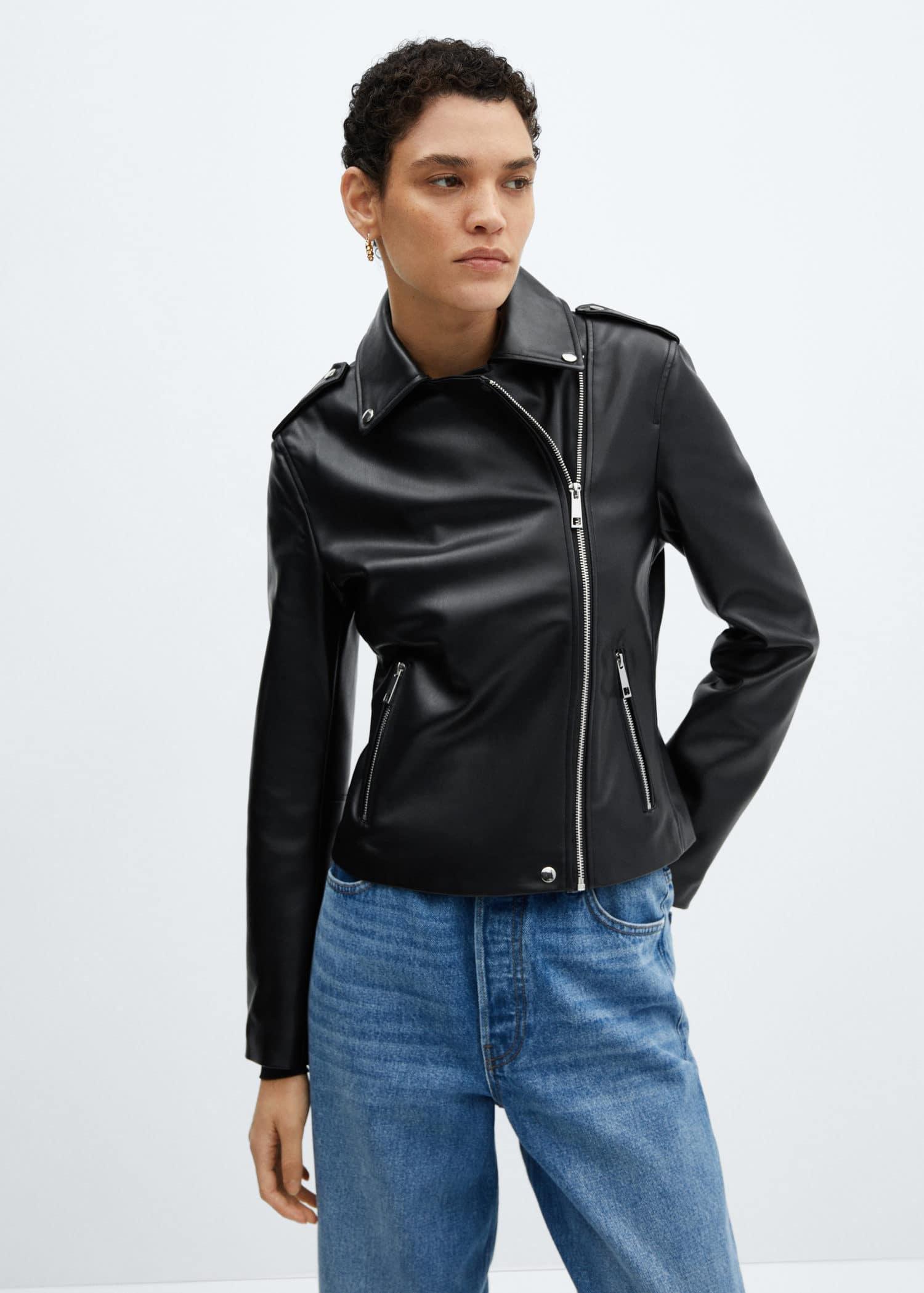 Mango zipped biker jacket hotsell