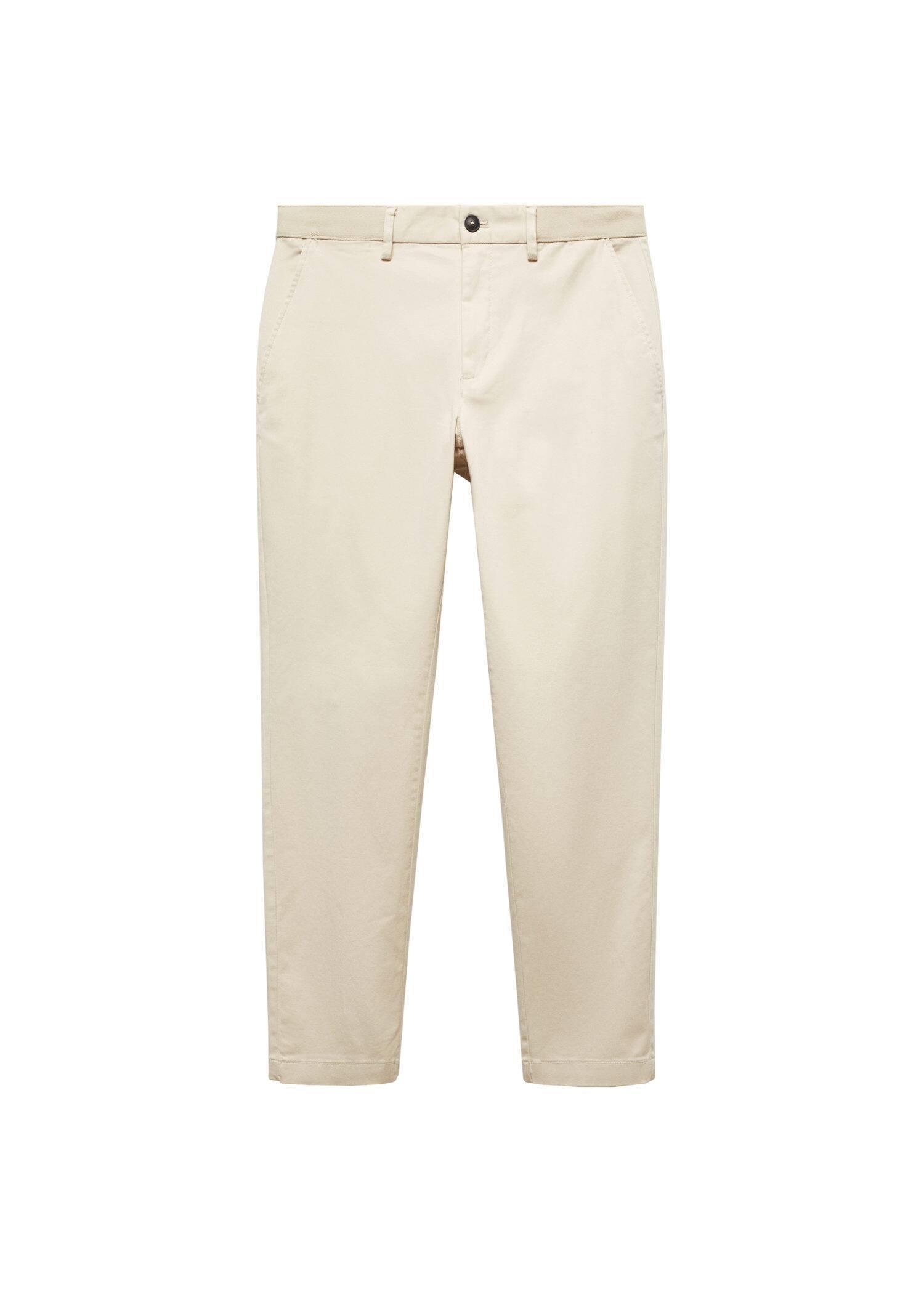 Mango - Grey Lt-Pastel Cotton Tapered Crop Pants