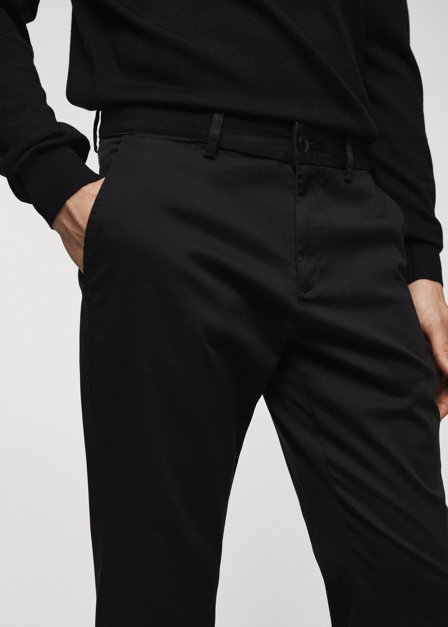 Black Cotton Tapered Crop Pants, , large image number 1