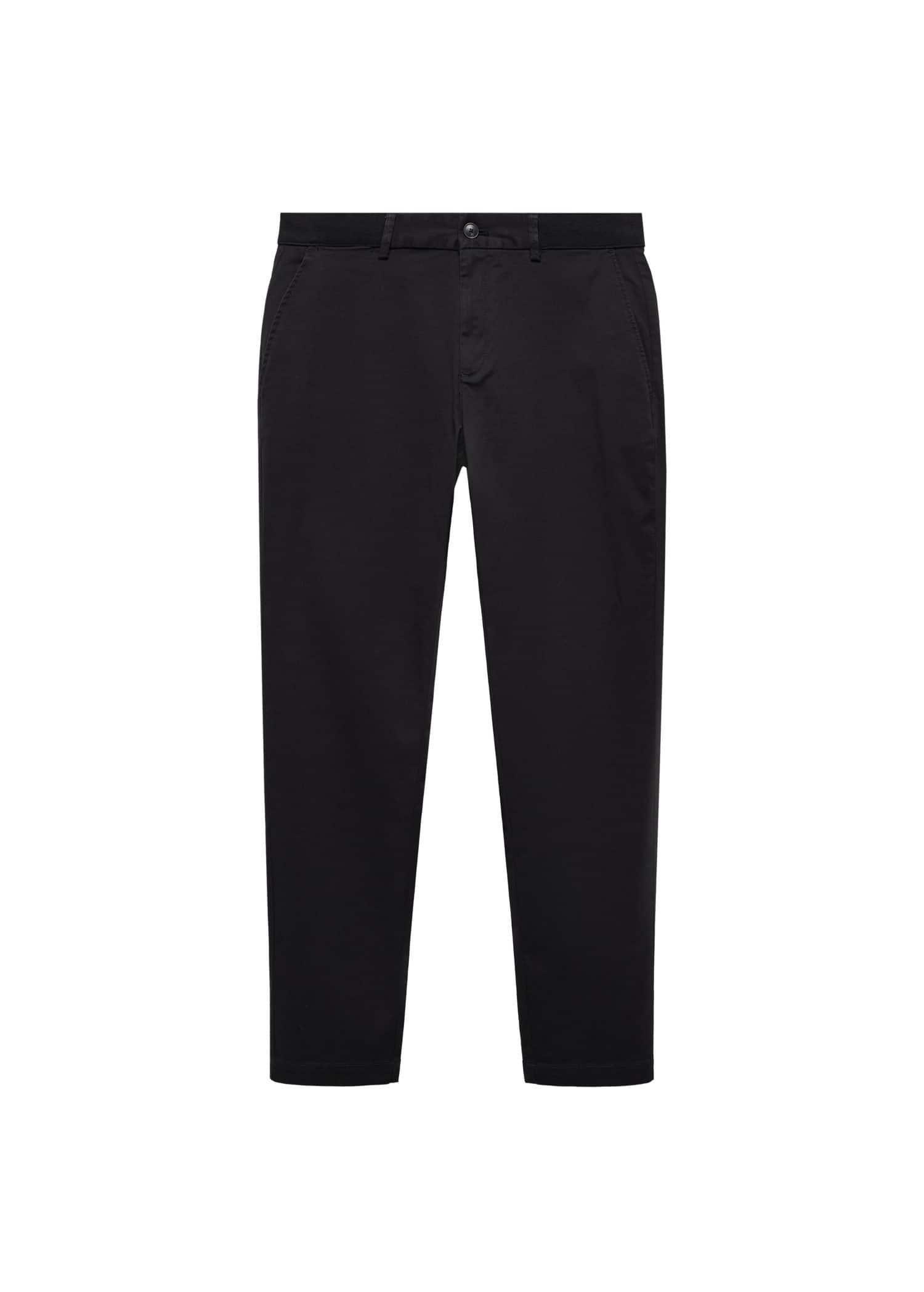 Black Cotton Tapered Crop Pants, , large image number 3