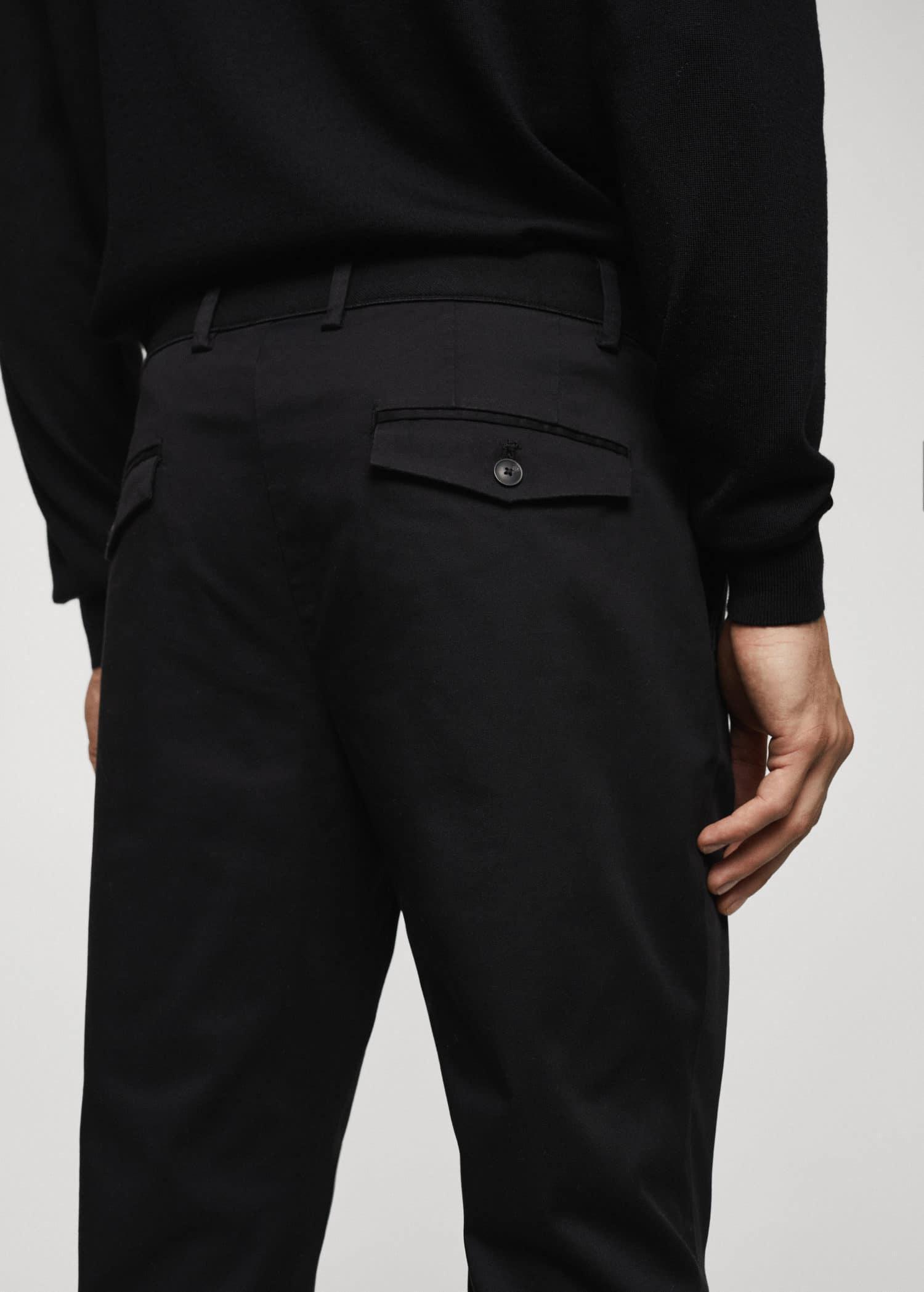 Black Cotton Tapered Crop Pants, , large image number 4