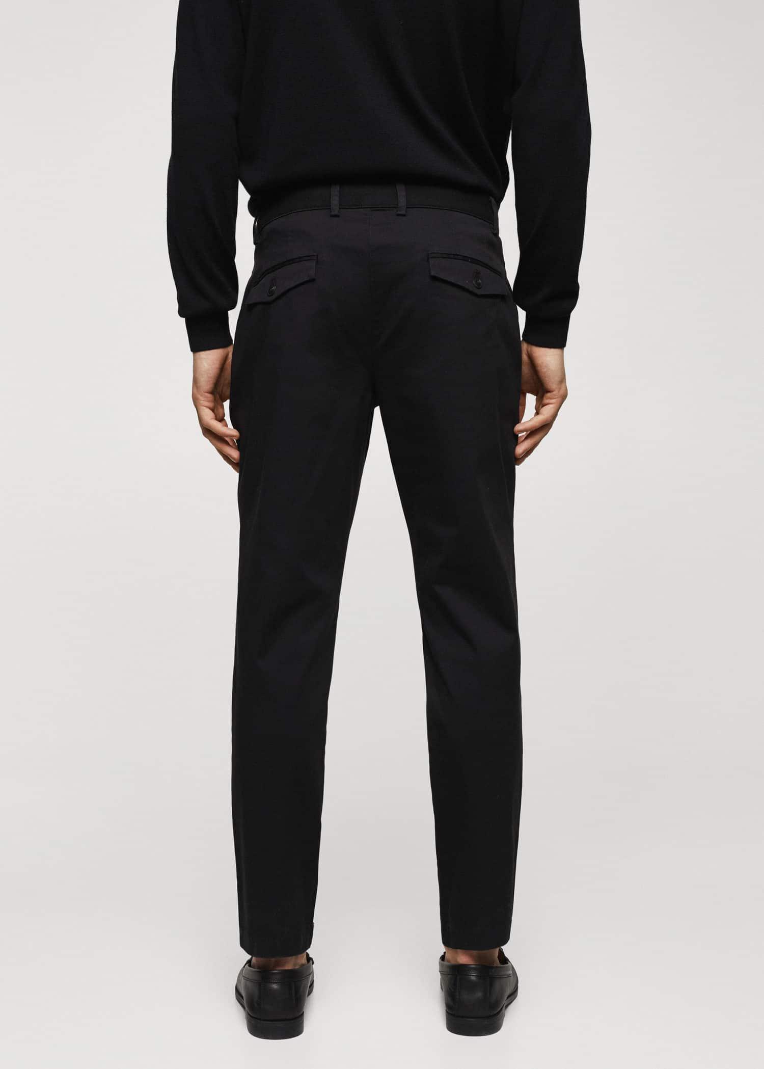 Black Cotton Tapered Crop Pants, , large image number 6
