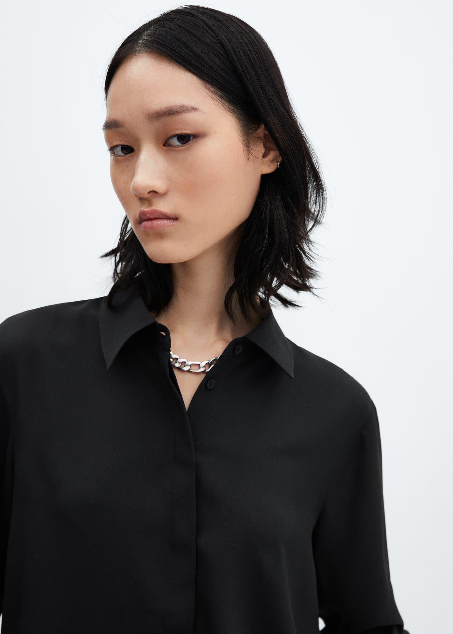 Grey Buttoned Flowy Shirt, , large image number 0