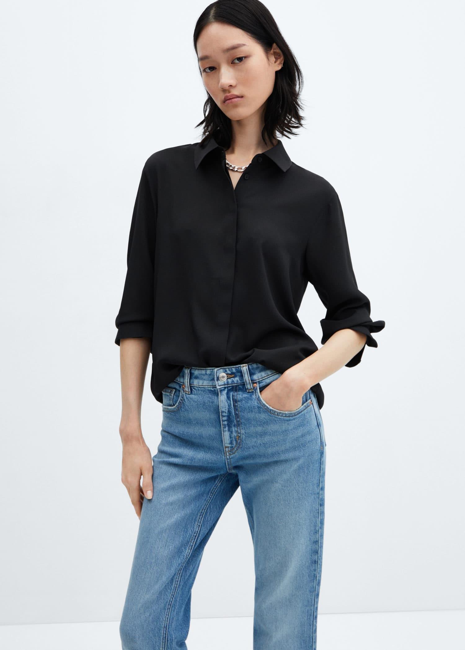 Grey Buttoned Flowy Shirt, , large image number 1