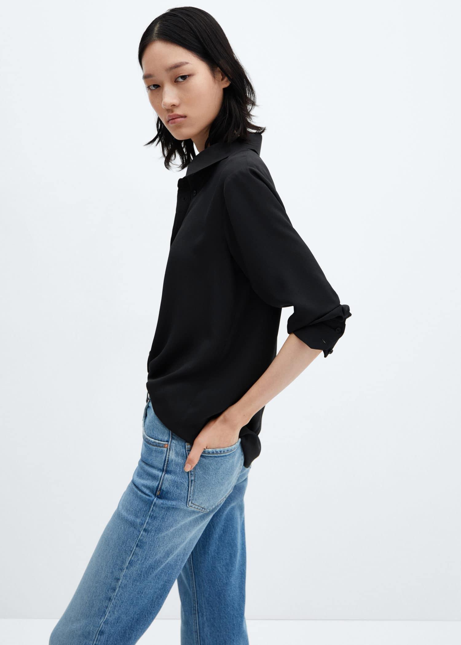 Grey Buttoned Flowy Shirt, , large image number 2