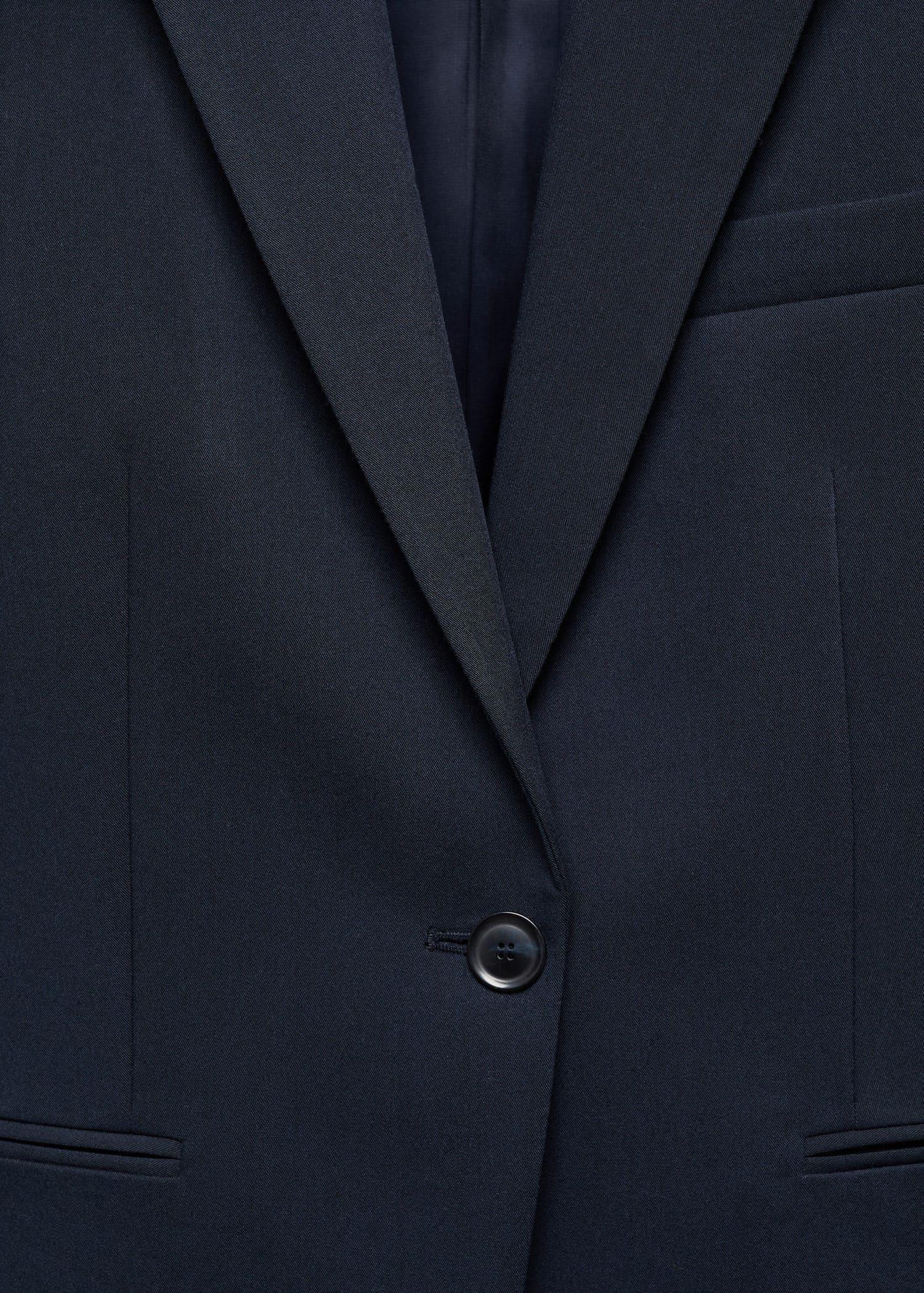 Mango - Navy Fitted Suit Jacket