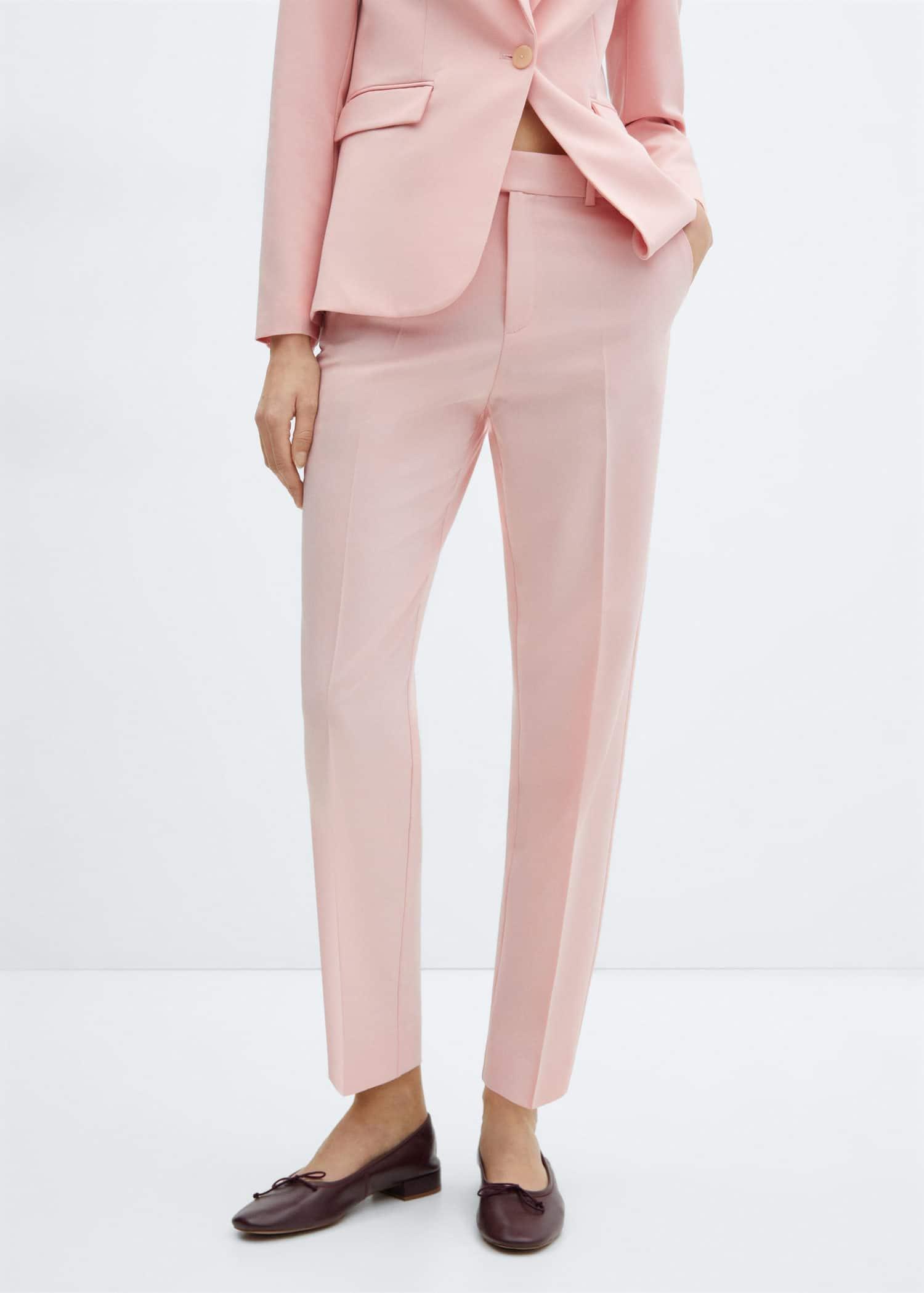 Pink Lt-Pastel Straight Suit Trousers, , large image number 0
