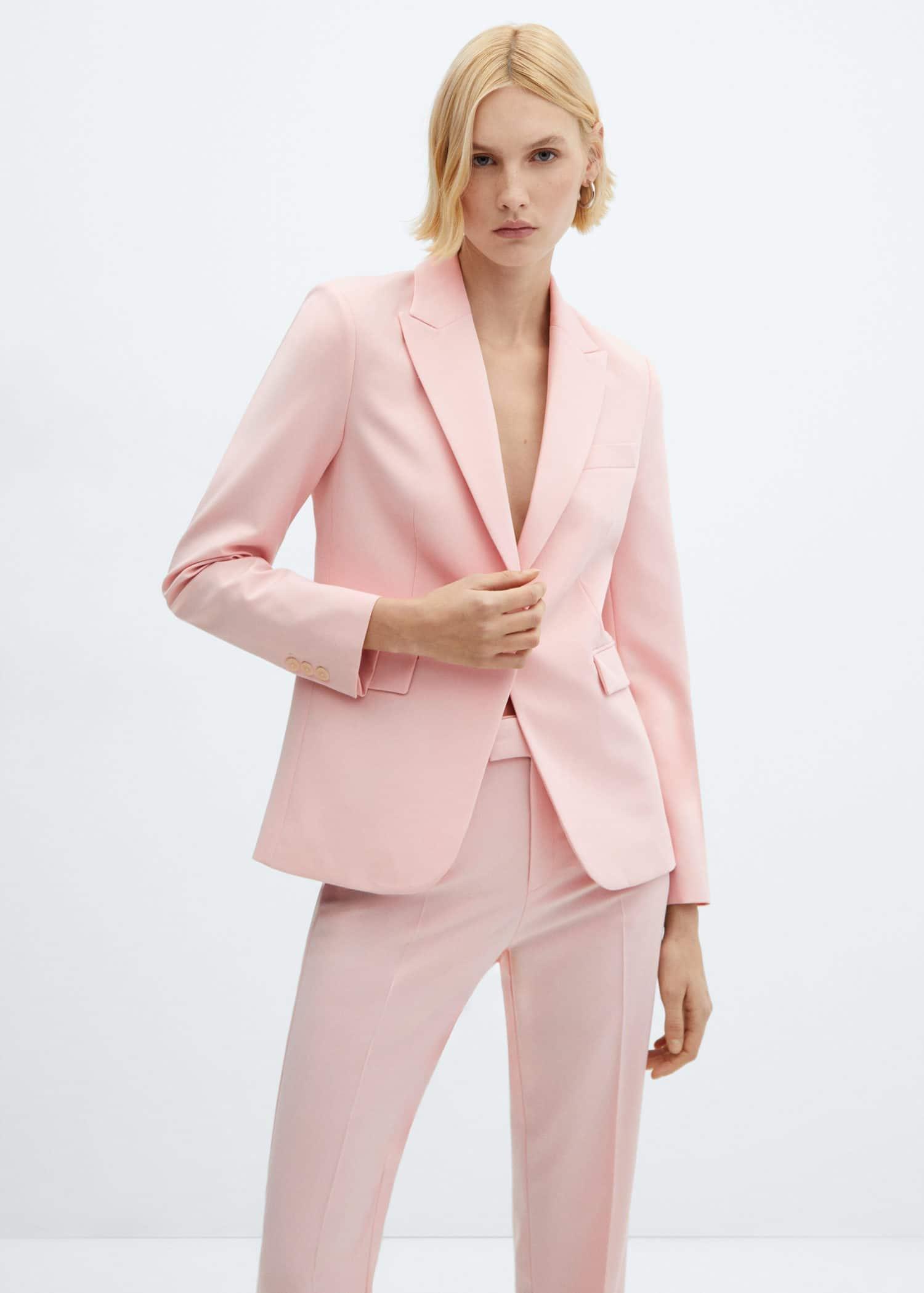 Pink Lt-Pastel Straight Suit Trousers, , large image number 1