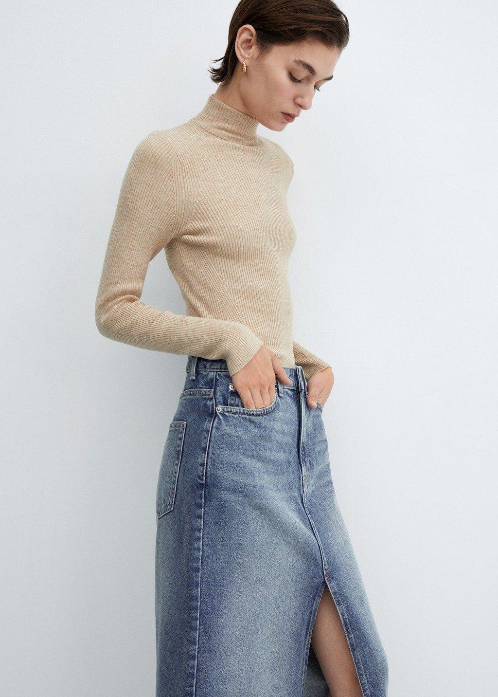 Blue Long Denim Skirt, , large image number 2