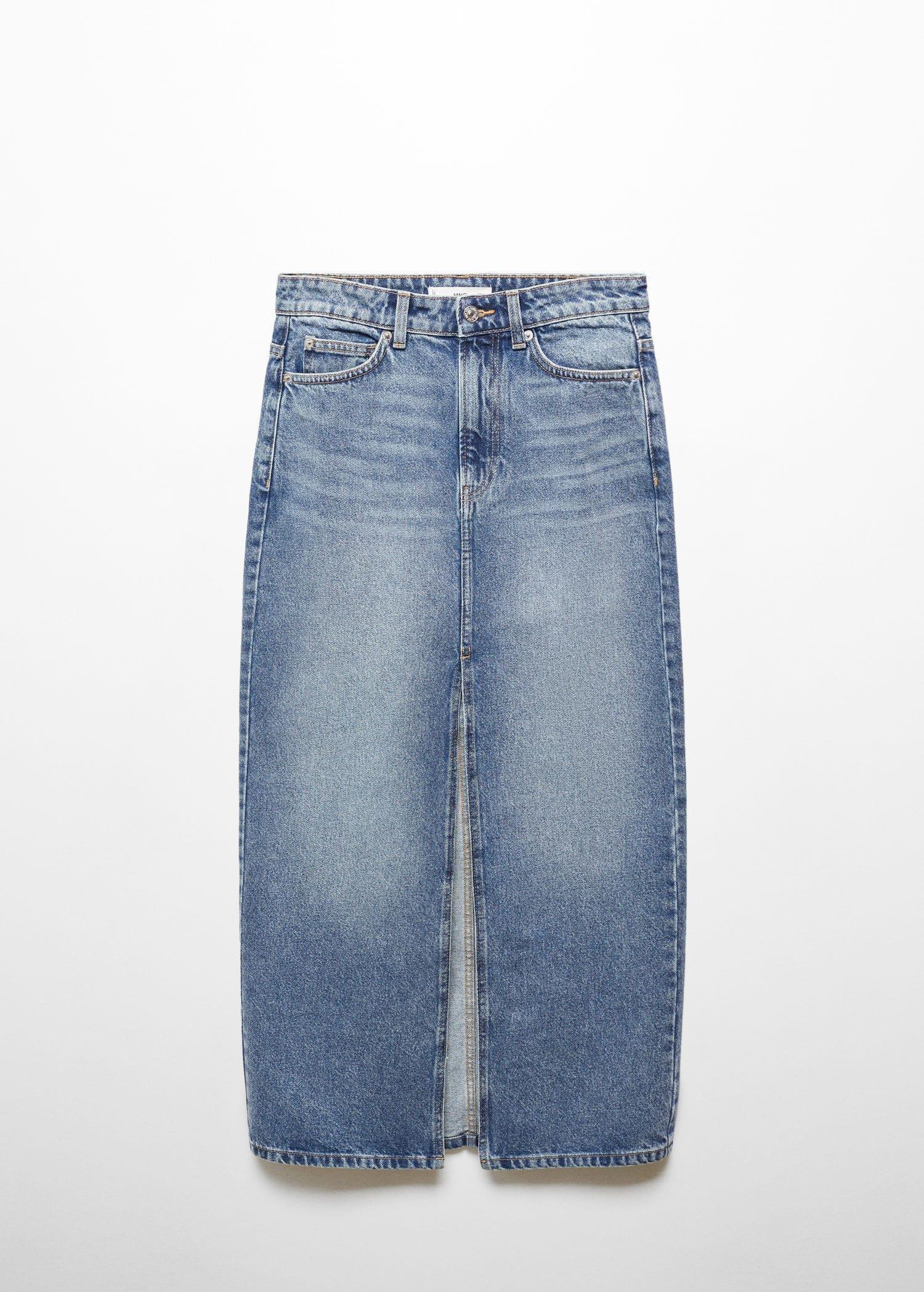 Blue Long Denim Skirt, , large image number 7