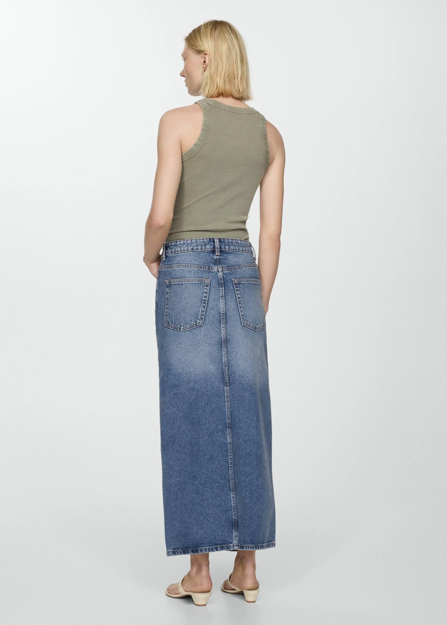 Blue Long Denim Skirt, , large image number 8