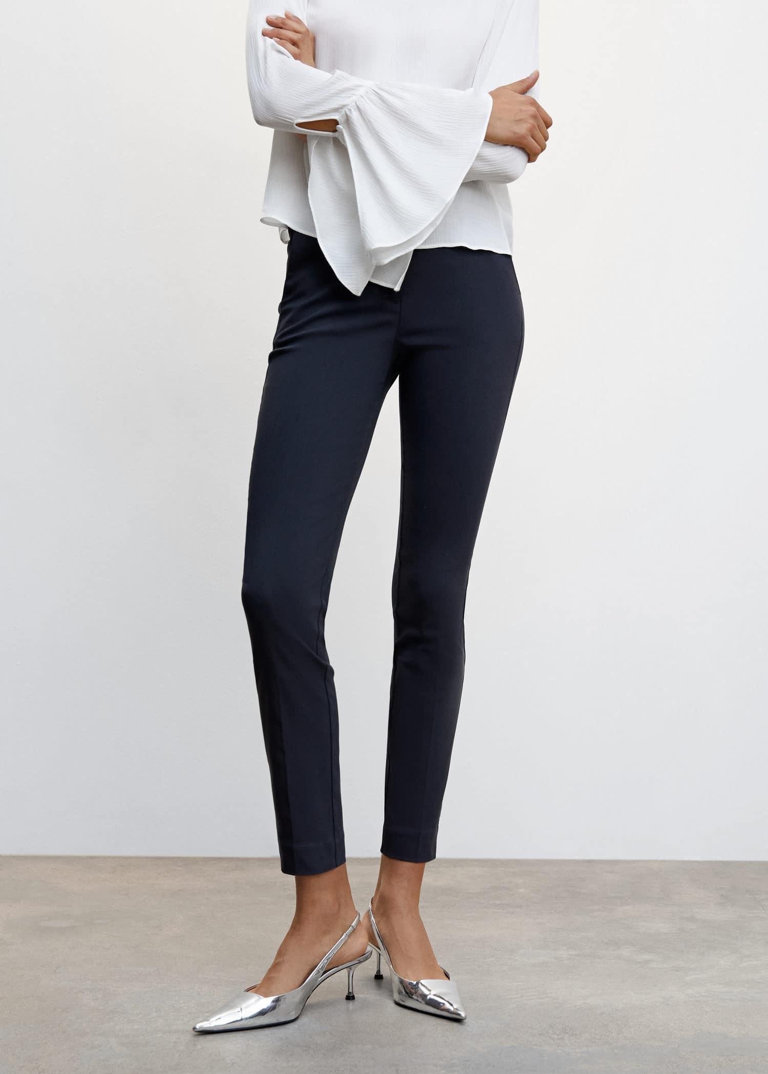 Navy Crop Skinny Trousers