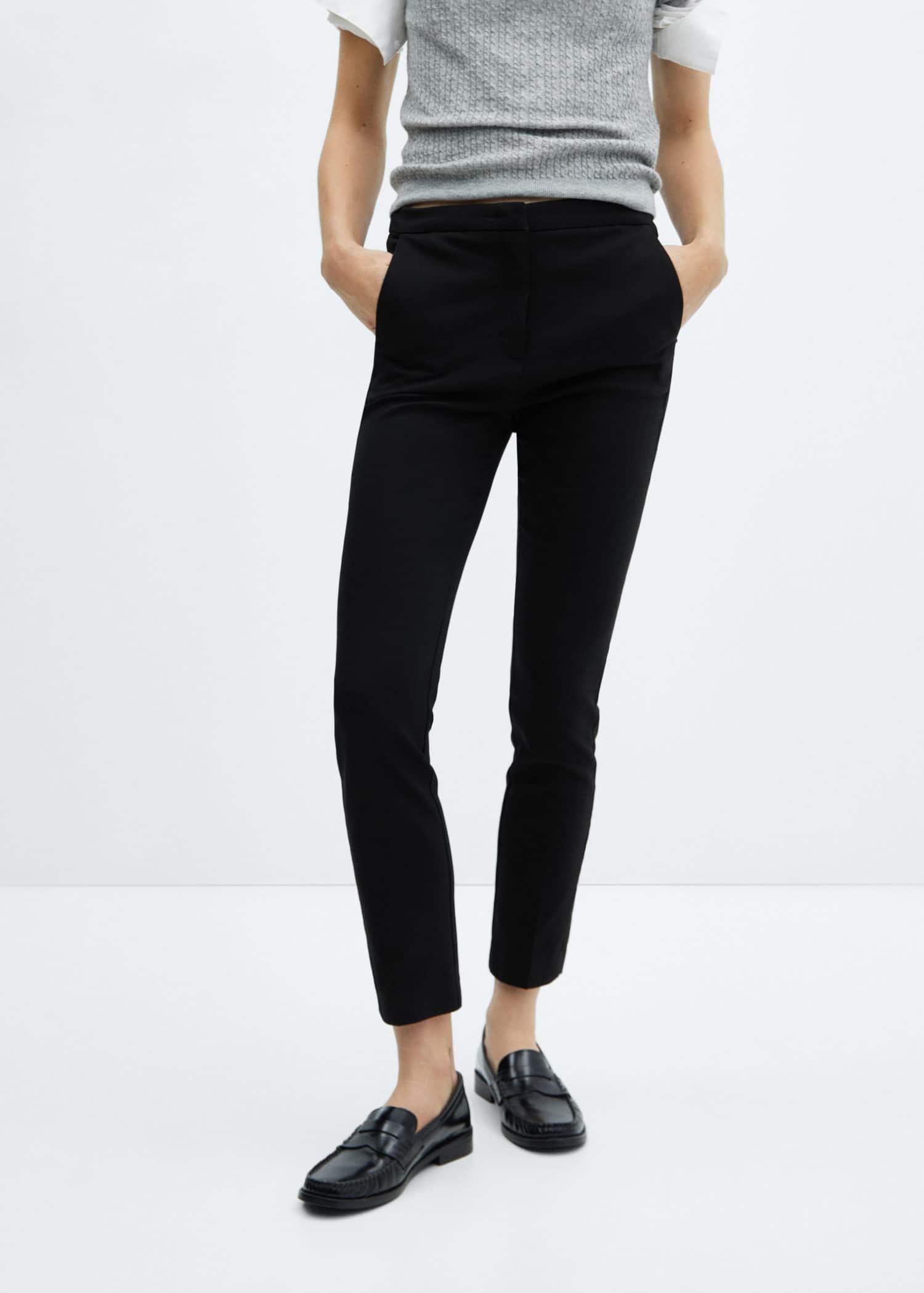 Mango zip detail leggings in black