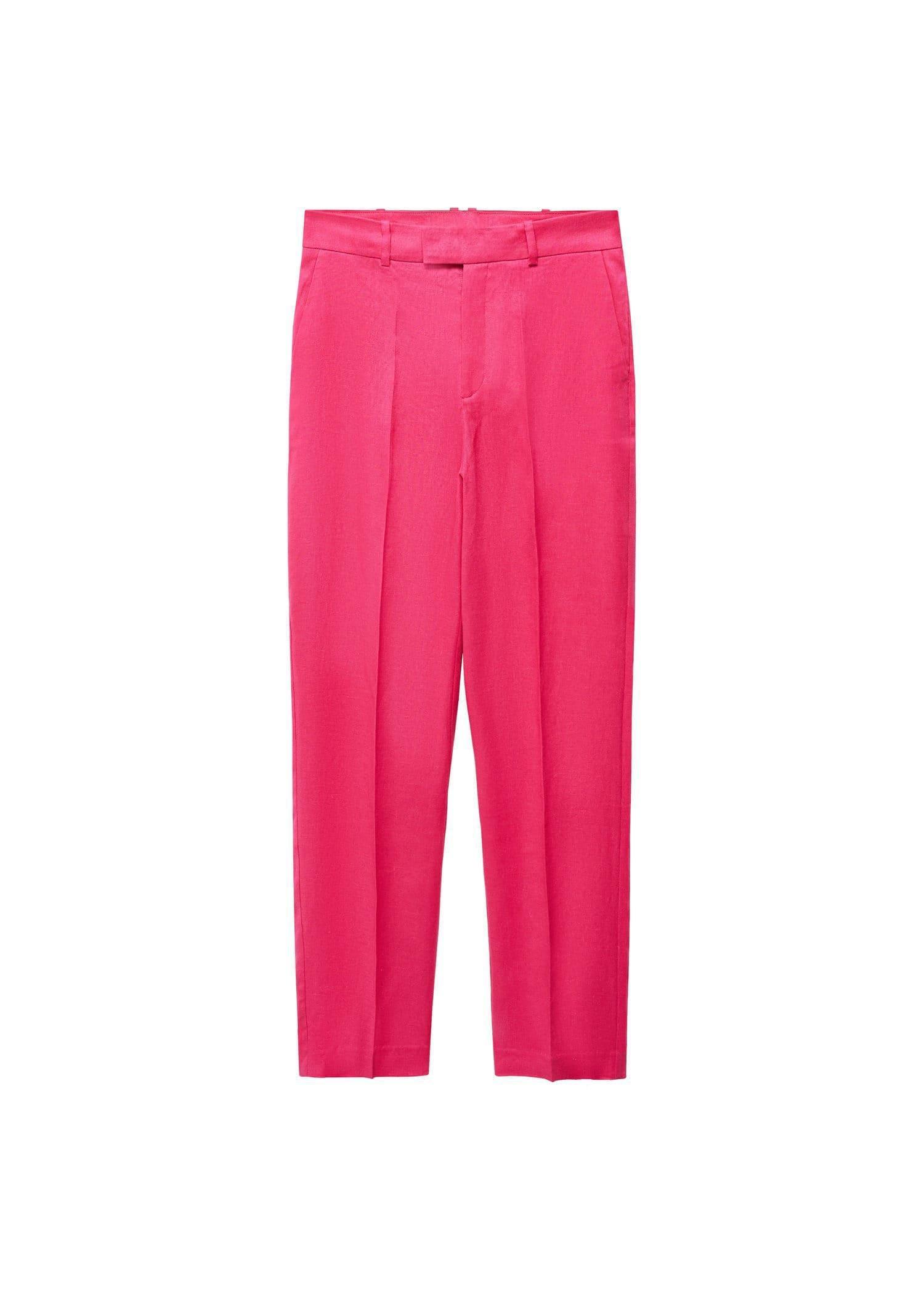 Pink Linen Suit Trousers, , large image number 0