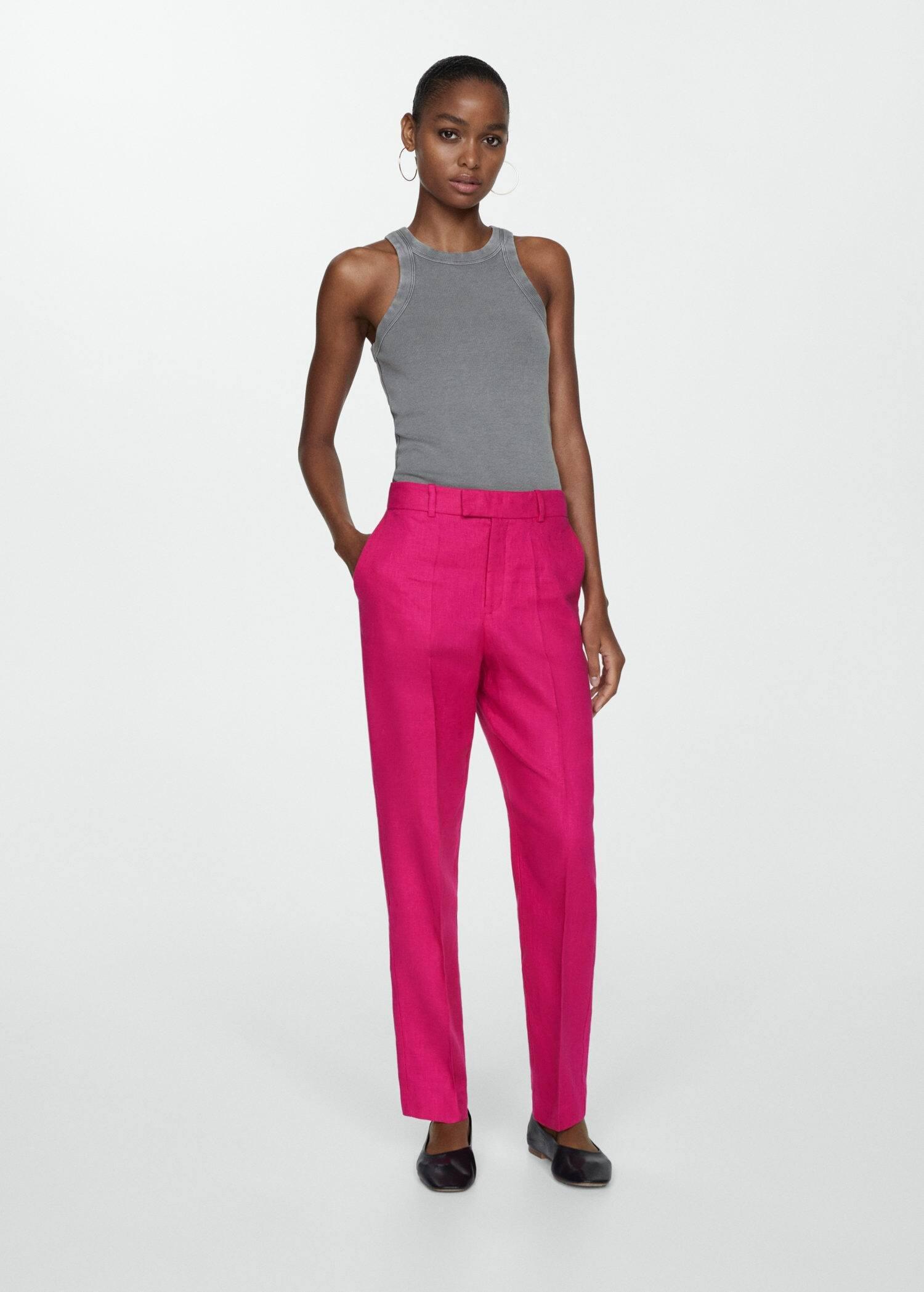Pink Linen Suit Trousers, , large image number 3