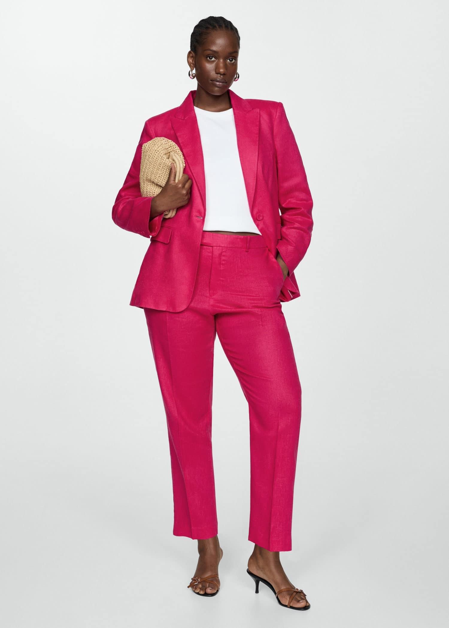 Pink Linen Suit Trousers, , large image number 5