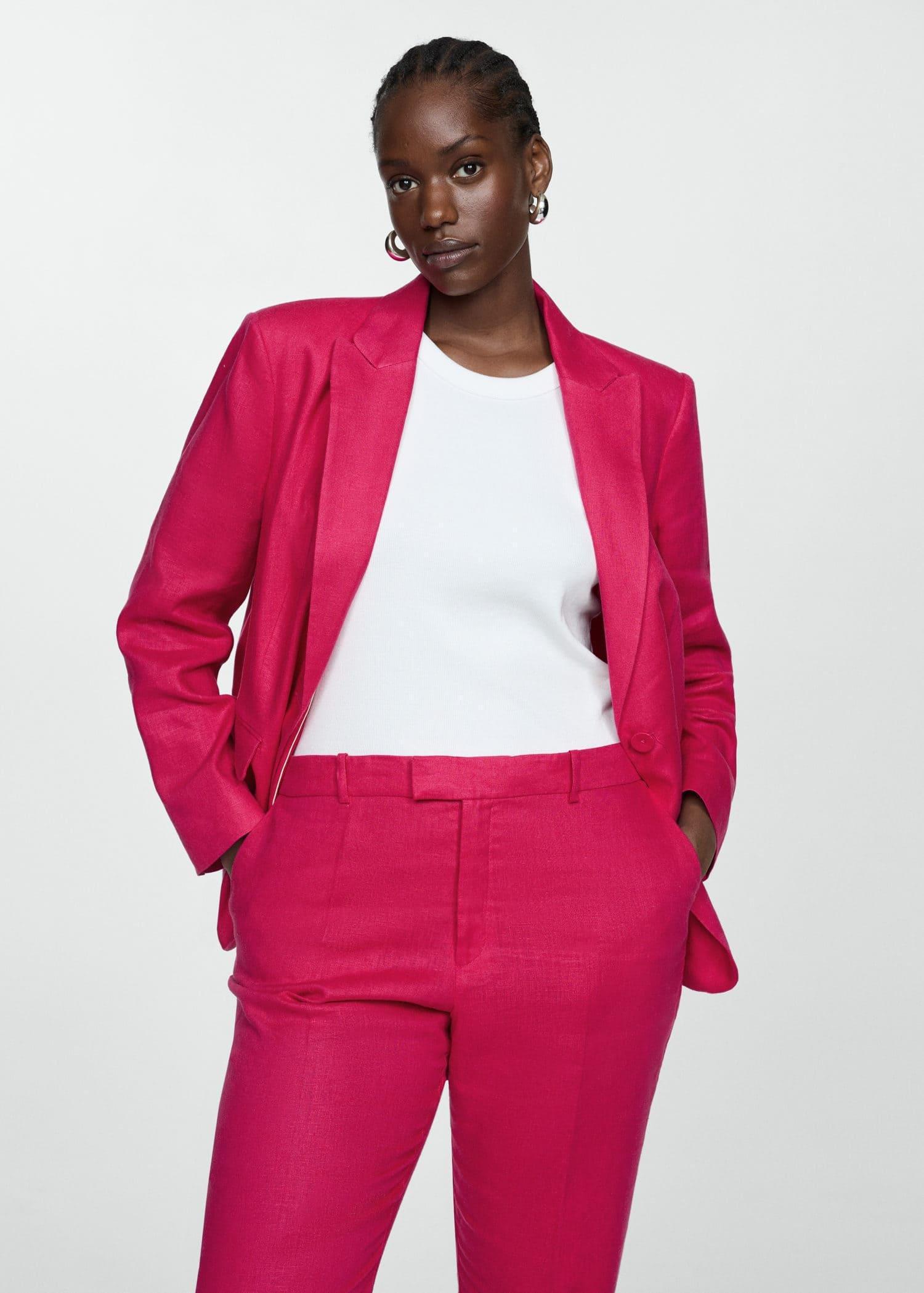 Pink Linen Suit Trousers, , large image number 8