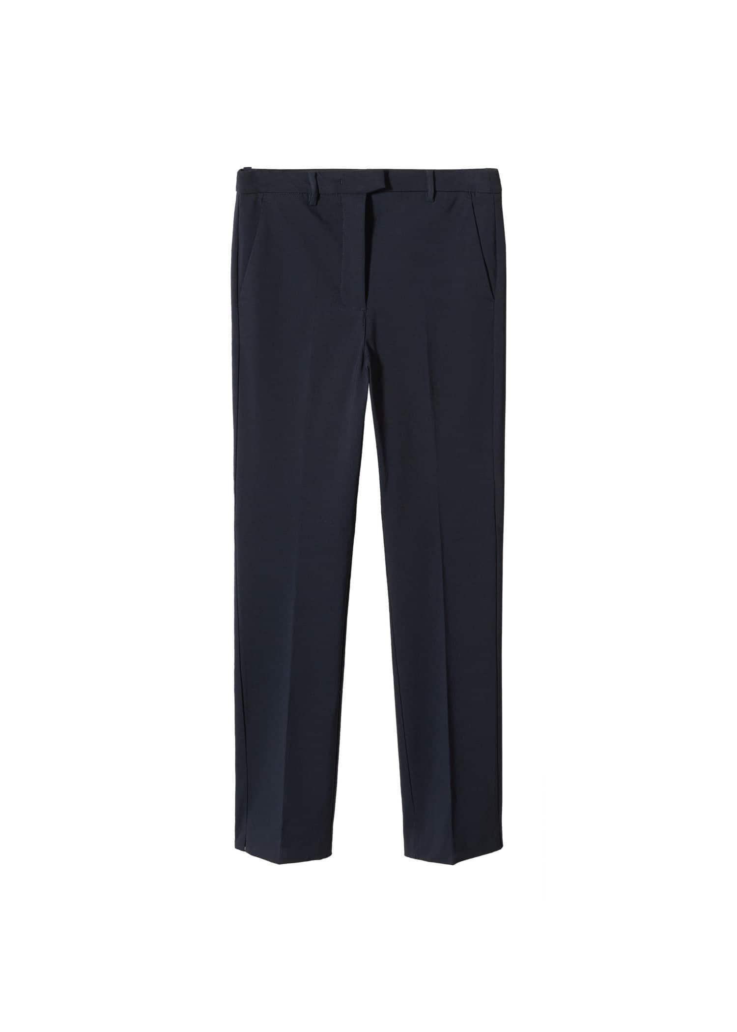 Navy Cropped Slim-Fit Trousers, , large image number 3