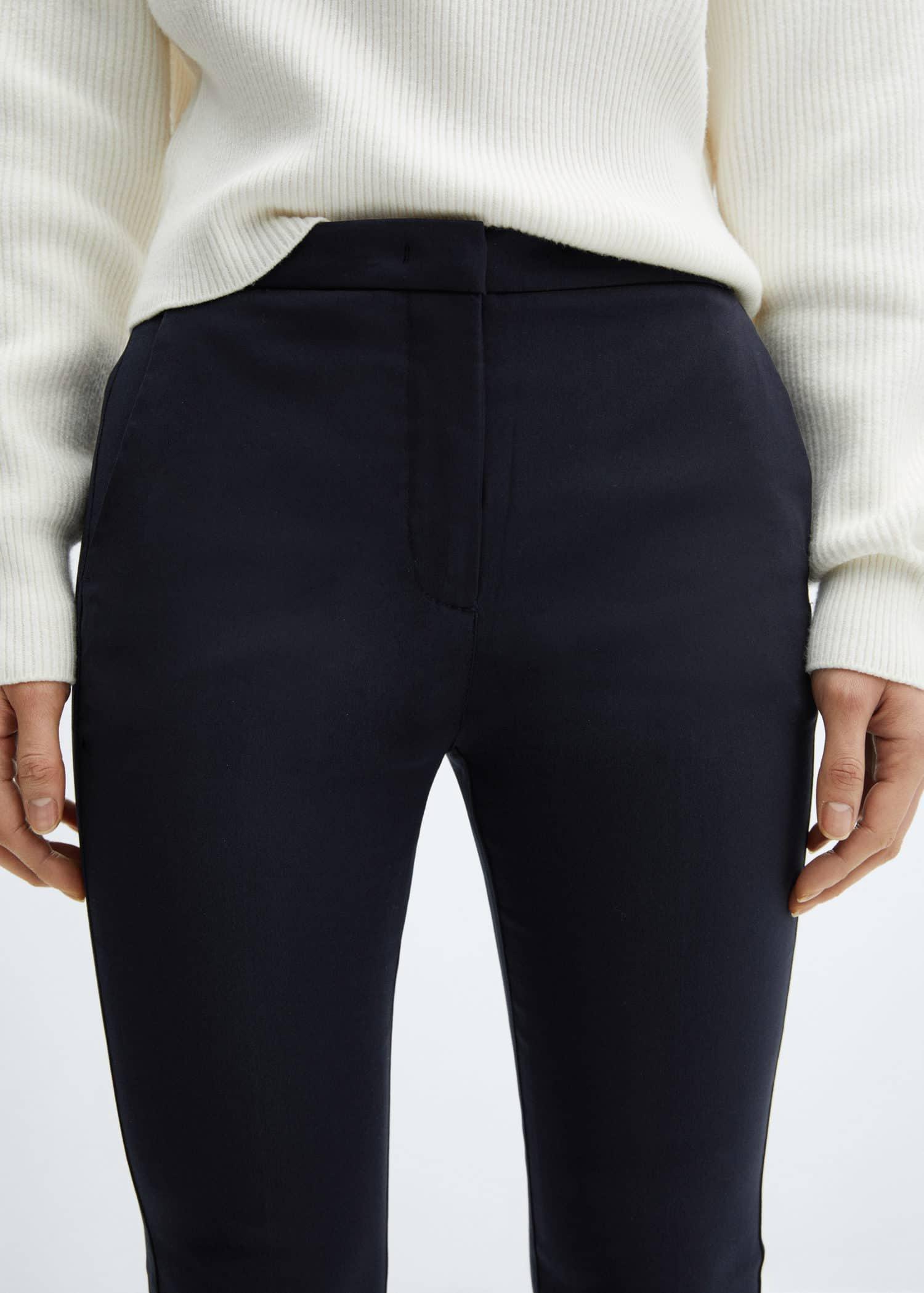 Navy Cropped Slim-Fit Trousers, , large image number 7