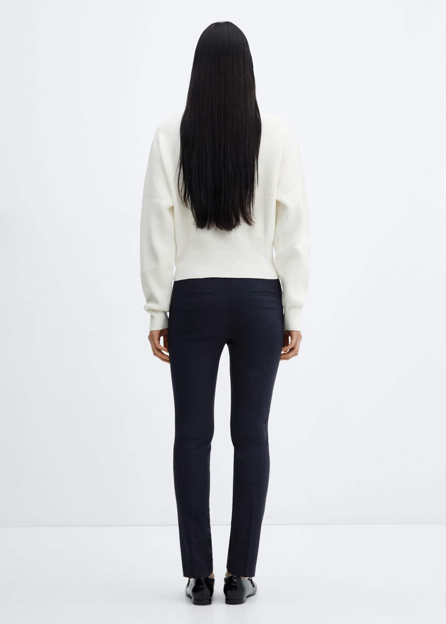 Navy Cropped Slim-Fit Trousers, , large image number 9