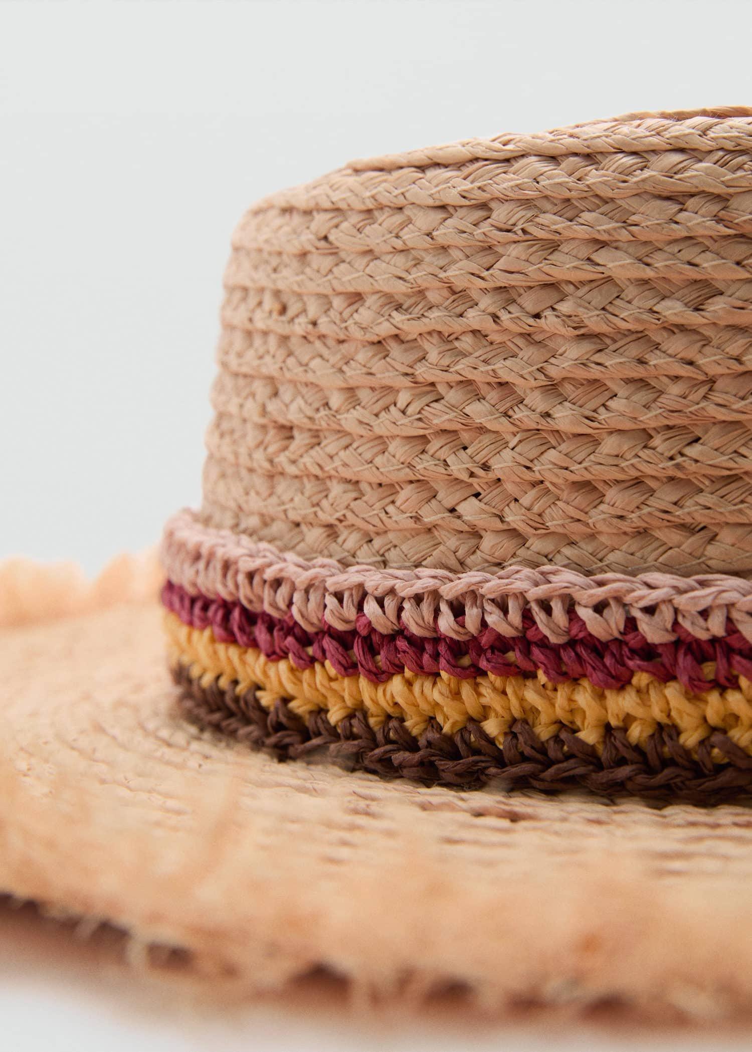 Beige Braided Hat With Ribbon, Light Beige, large image number 1