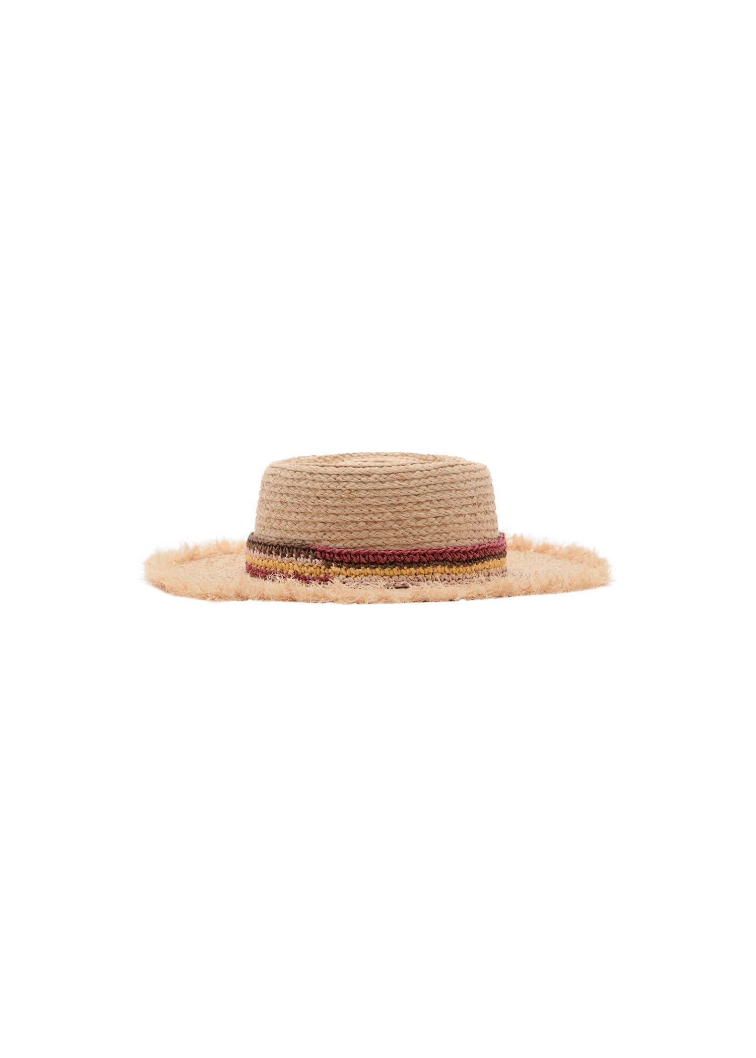 Beige Braided Hat With Ribbon, Light Beige, large image number 2