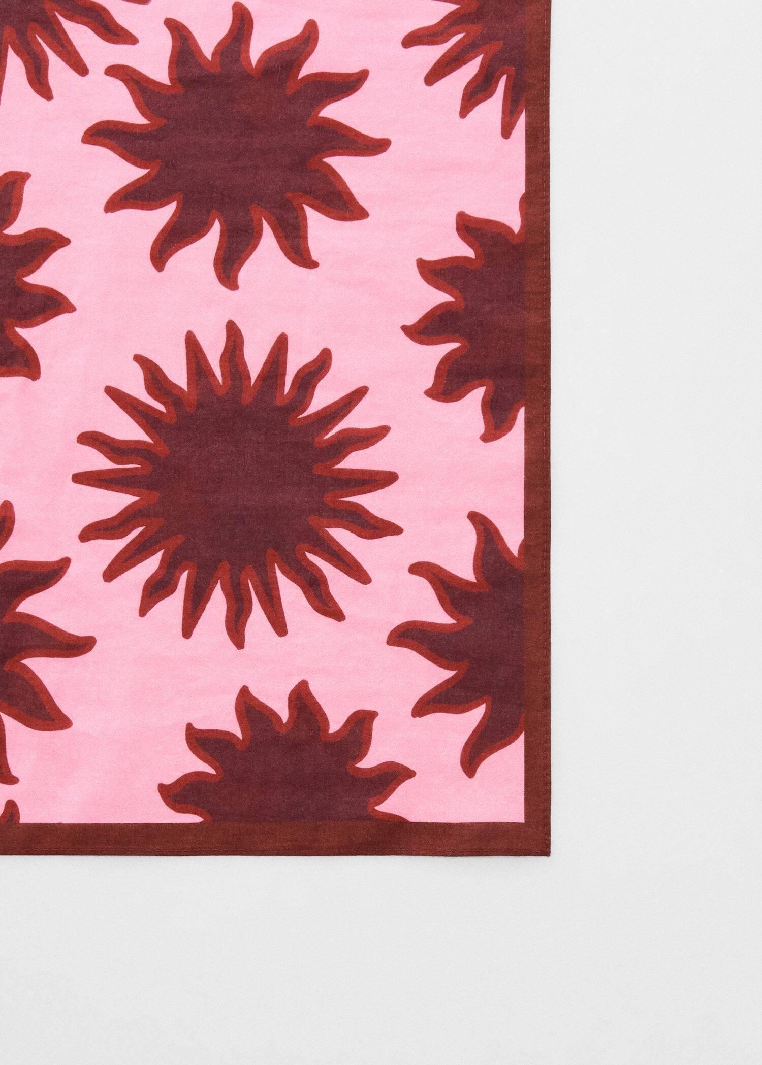 Red Printed Cotton Scarf, Dark Red, large image number 0