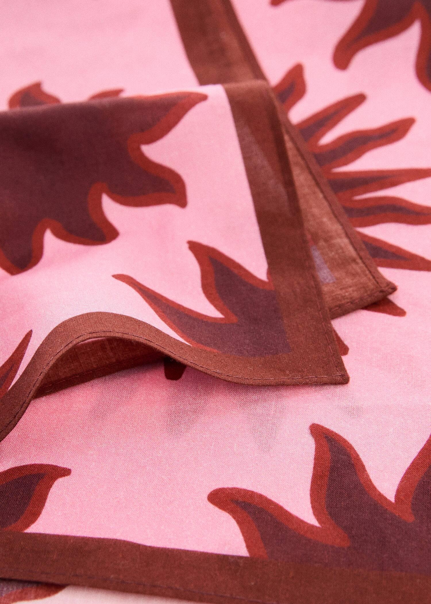 Red Printed Cotton Scarf, Dark Red, large image number 1