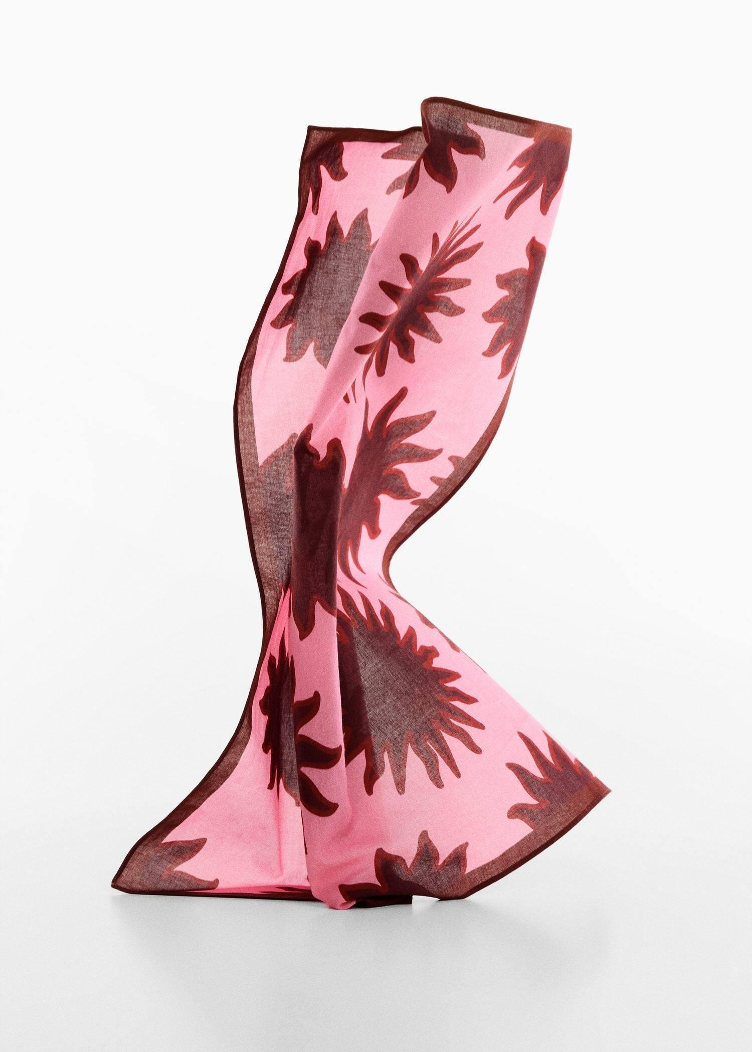 Red Printed Cotton Scarf, Dark Red, large image number 2