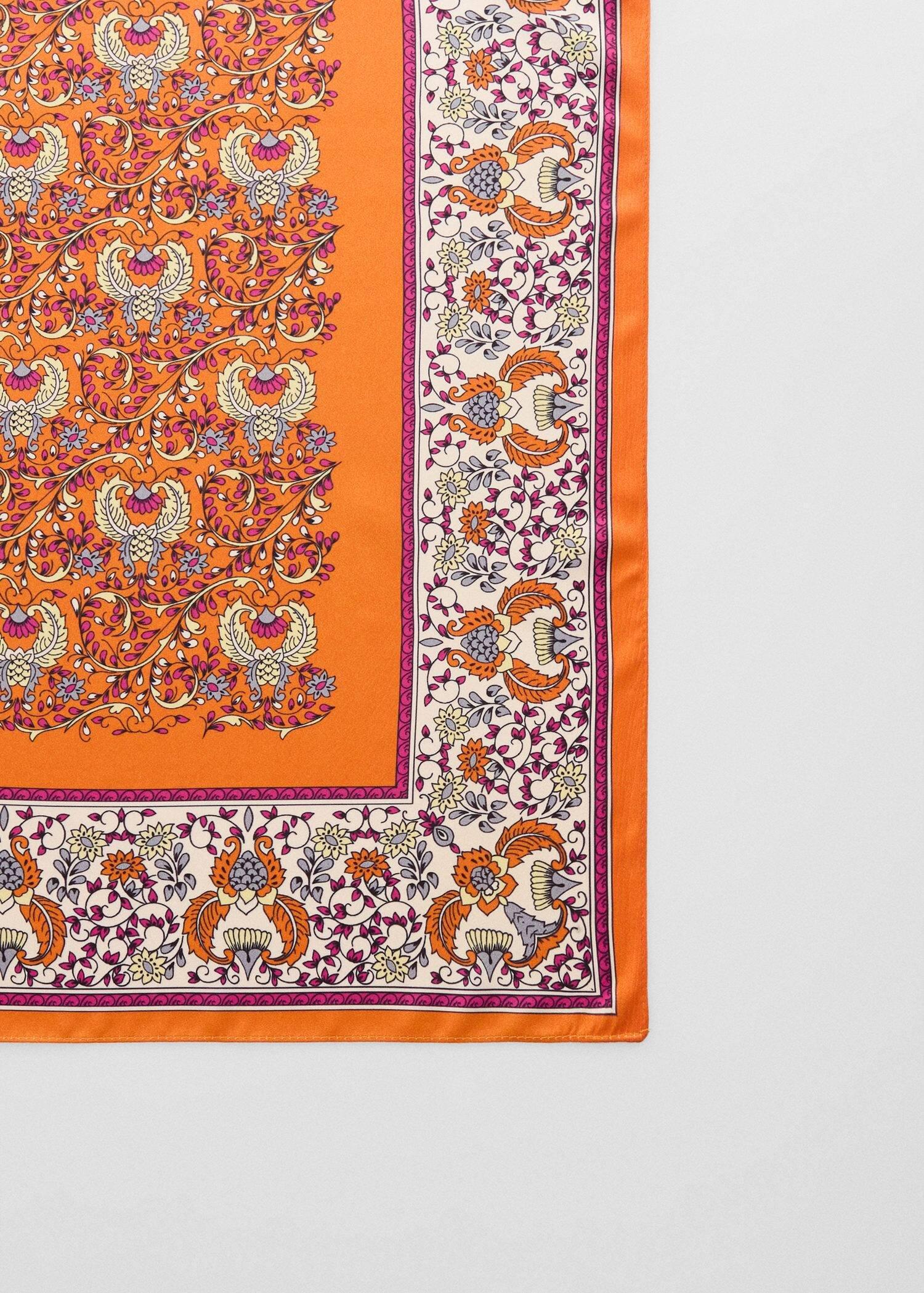 Orange Floral Printed Scarf, Orange, large image number 0