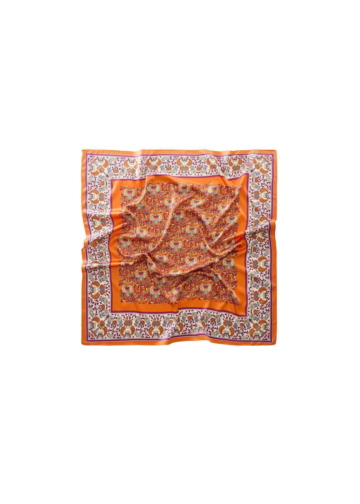 Orange Floral Printed Scarf, Orange, large image number 3