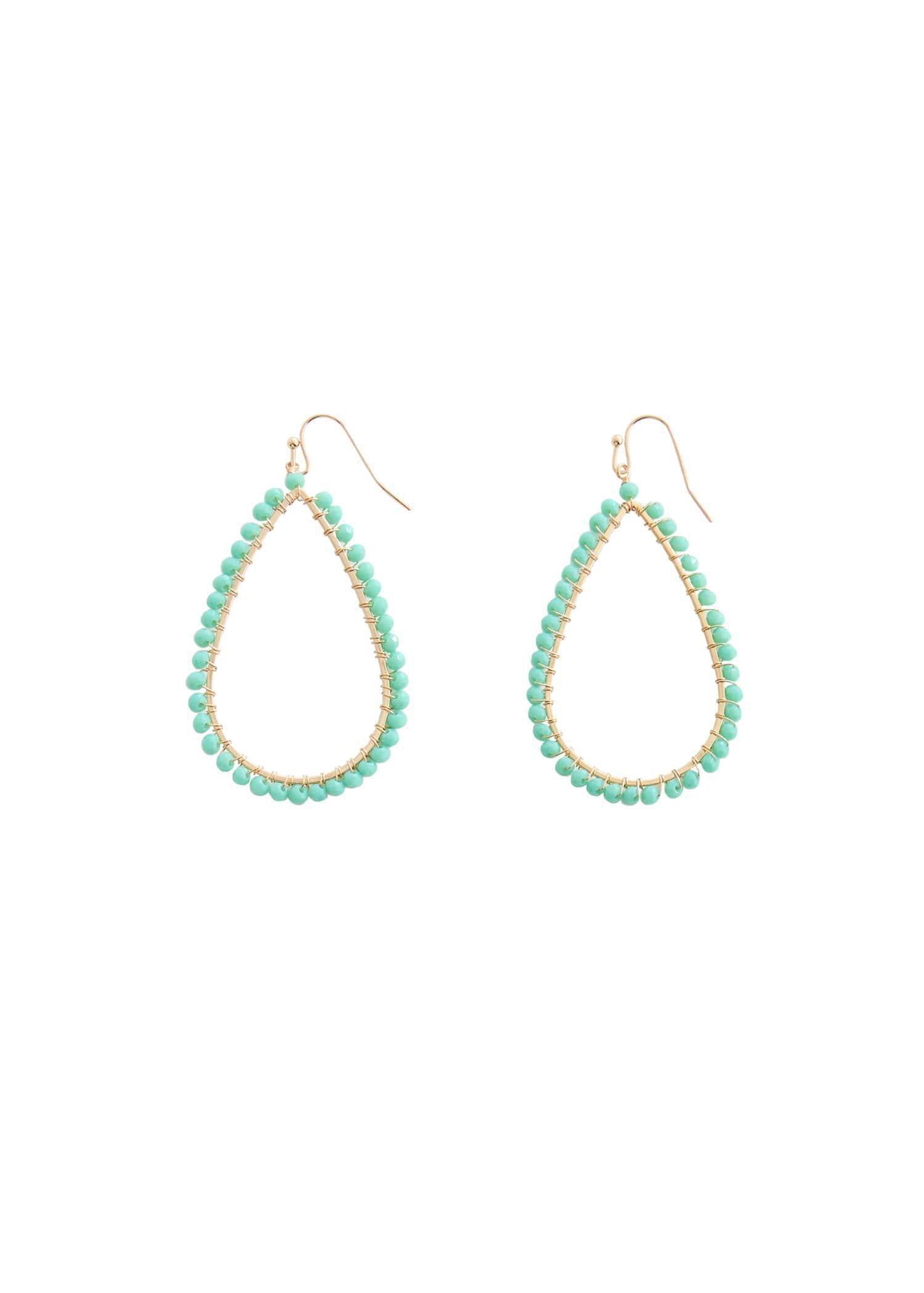 Blue Oval Bead Earrings, 0201_46, large image number 1
