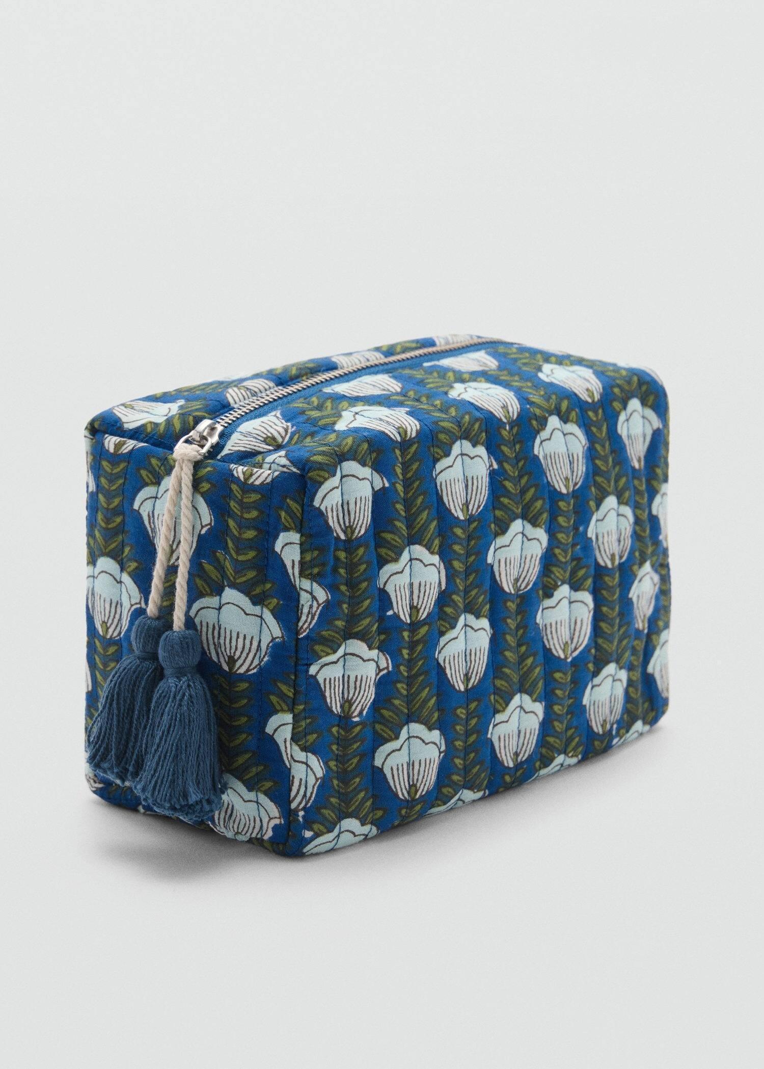 Blue Quilted Cosmetic Bag, Medium Blue, large image number 0