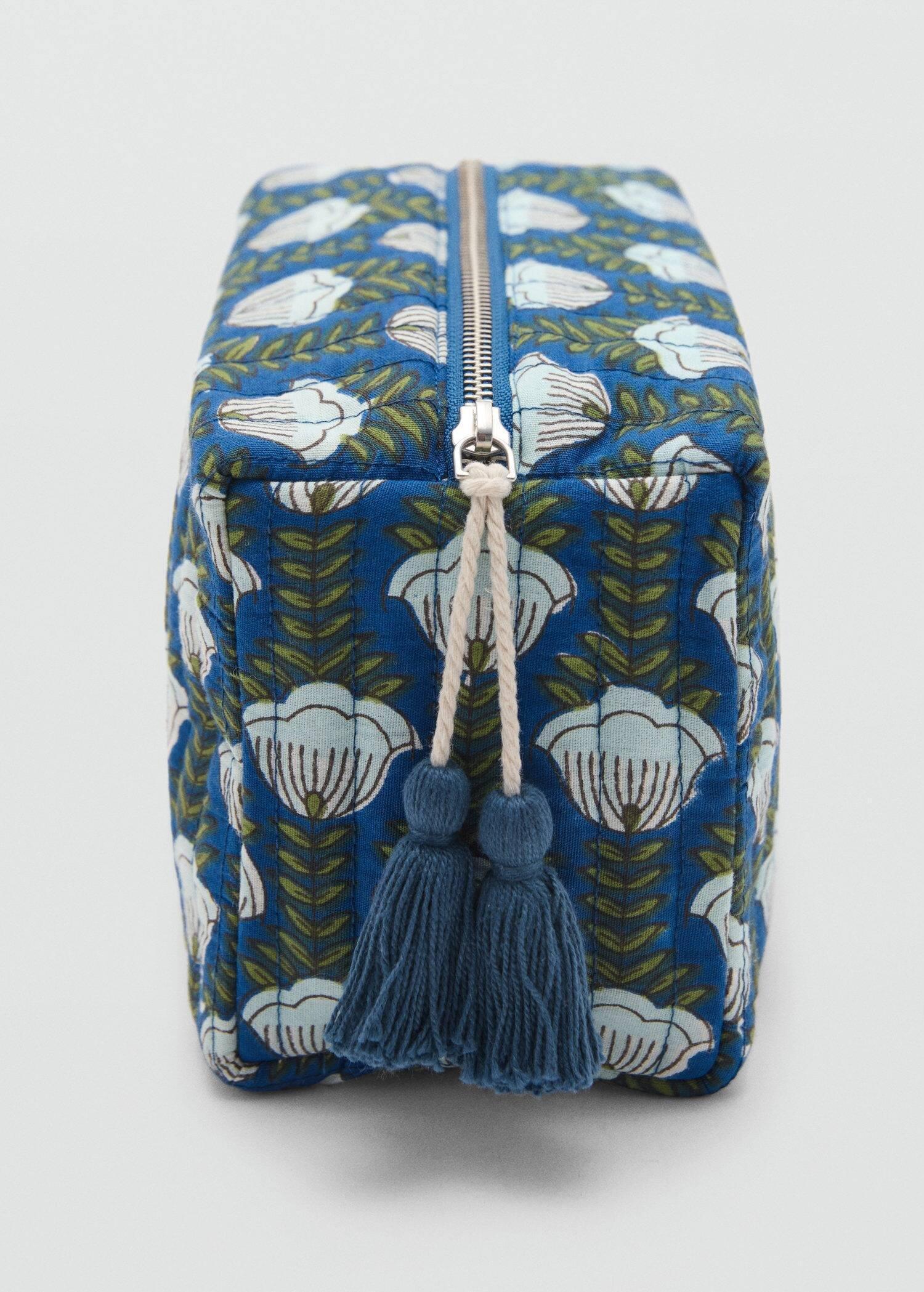 Blue Quilted Cosmetic Bag, Medium Blue, large image number 2