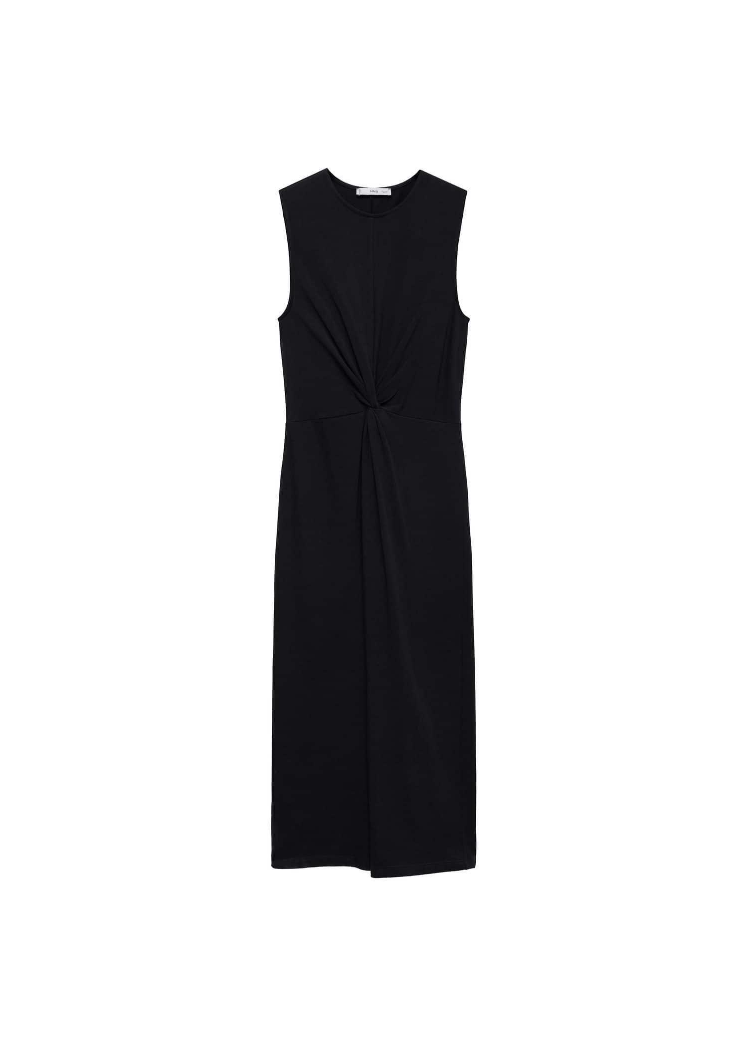 Black Midi-Dress With Draped Detail, , large image number 3