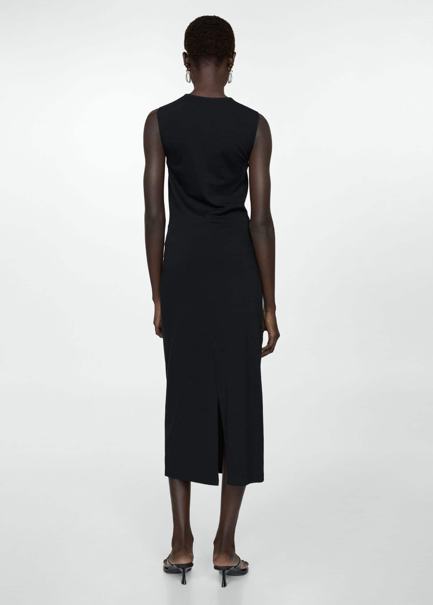 Black Midi-Dress With Draped Detail, , large image number 8