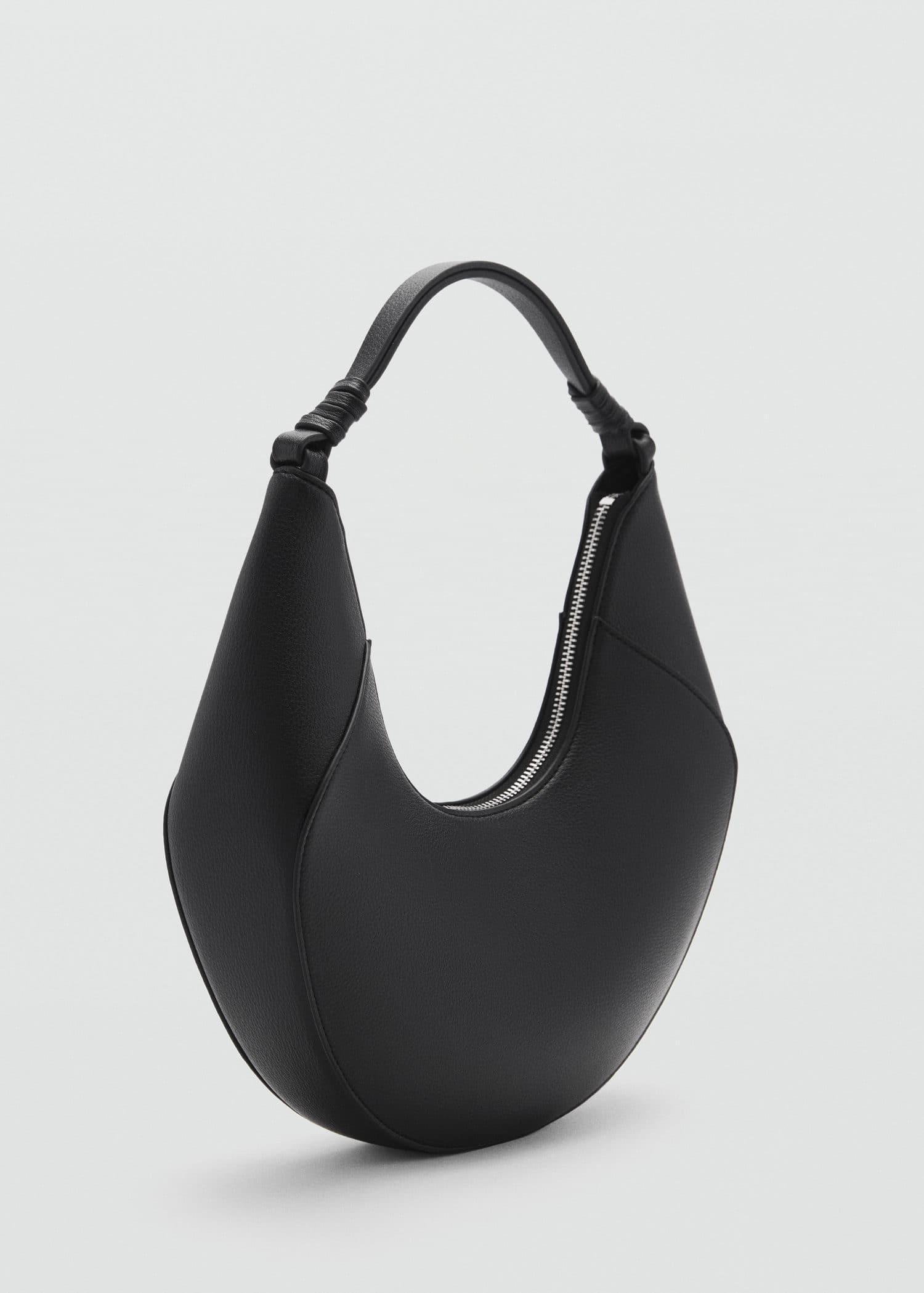 Black Leather-Effect Shoulder Bag, Black, large