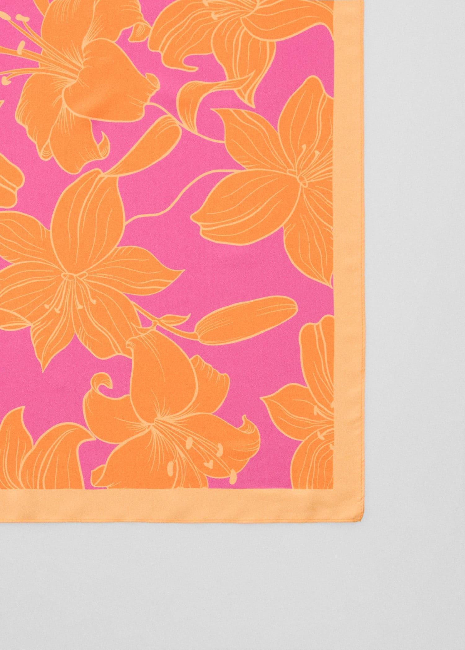 Orange Printed Scarf, Orange, large image number 0