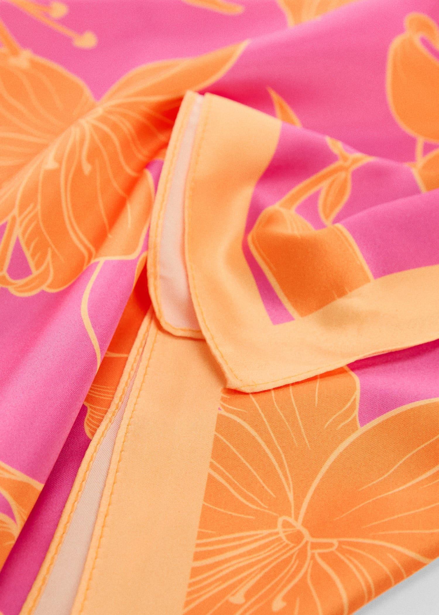 Orange Printed Scarf, Orange, large image number 1