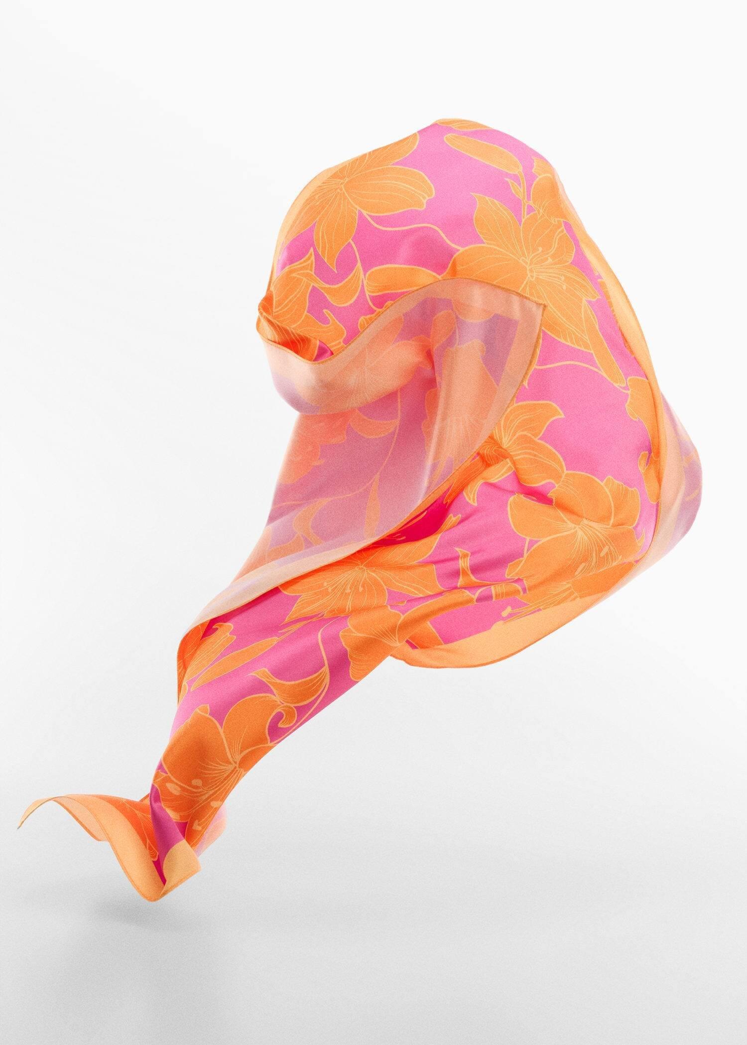 Orange Printed Scarf, Orange, large image number 2