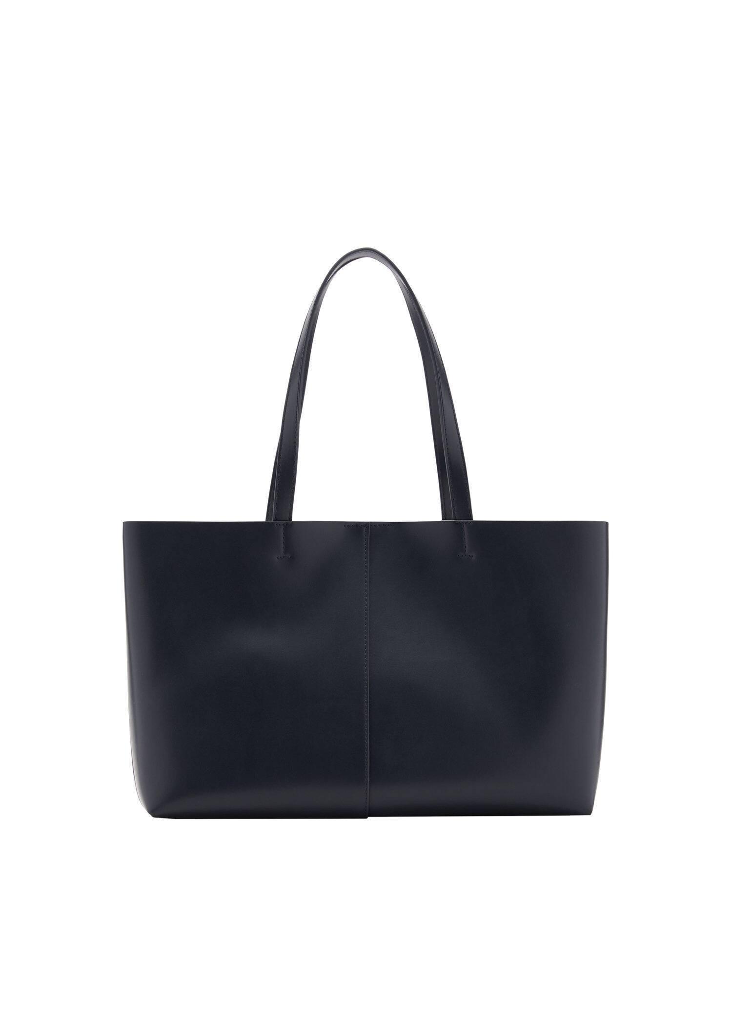 Mango Navy Leather Effect Shopper Bag Azadea Lebanon