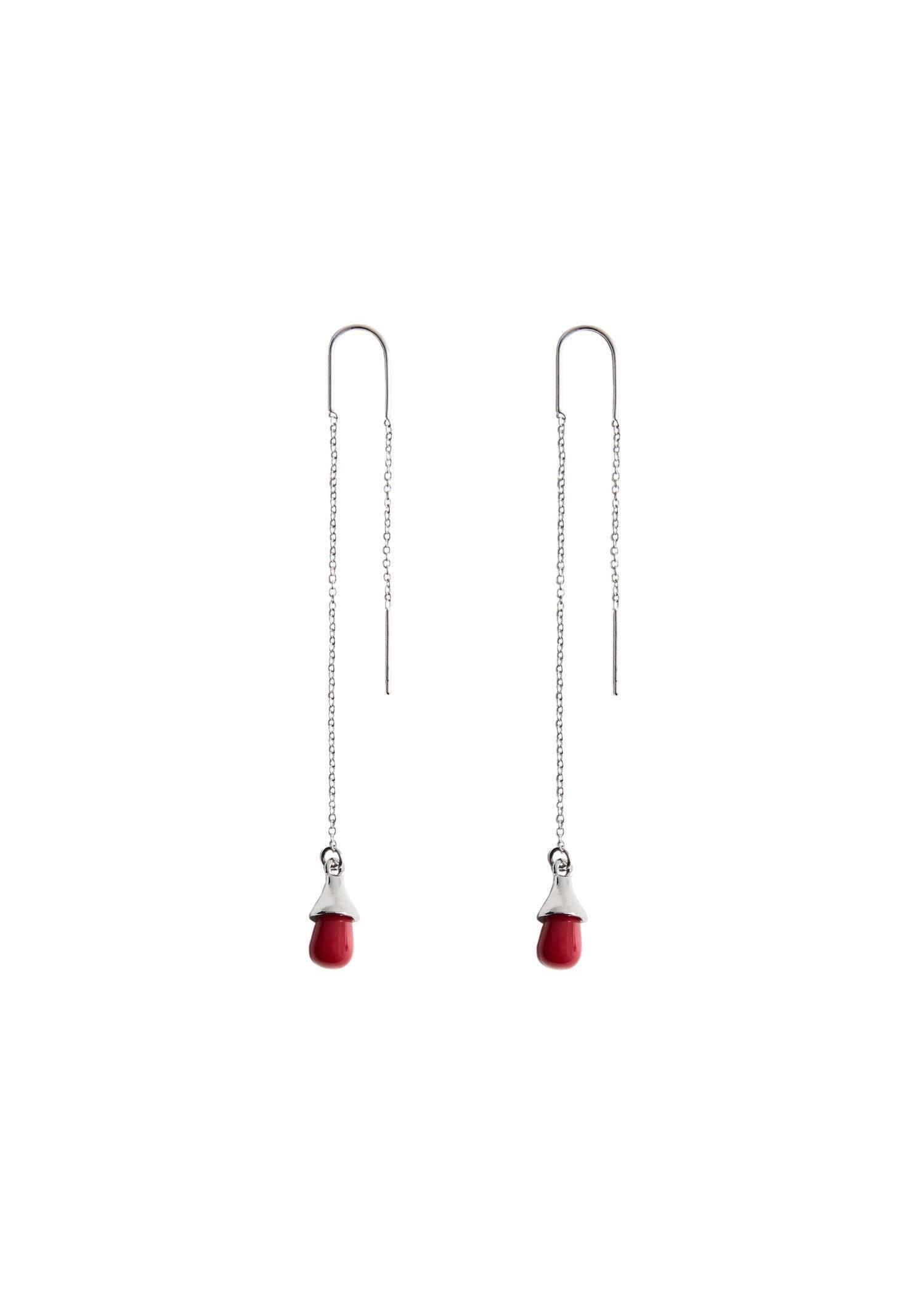 Silver Long Beaded Earrings, Silver, large image number 1
