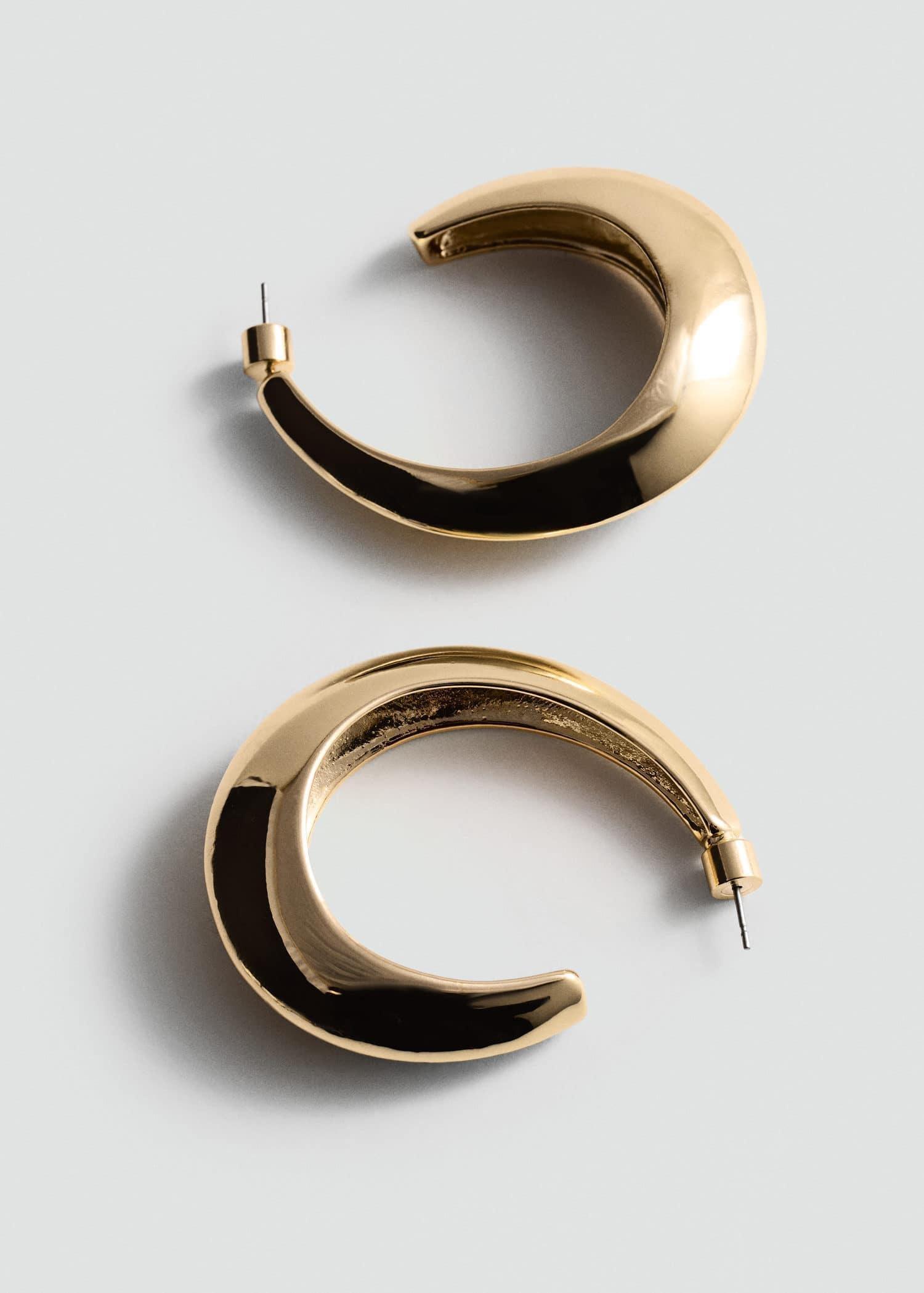 Gold Oval Hoop Earrings, Gold, large image number 0