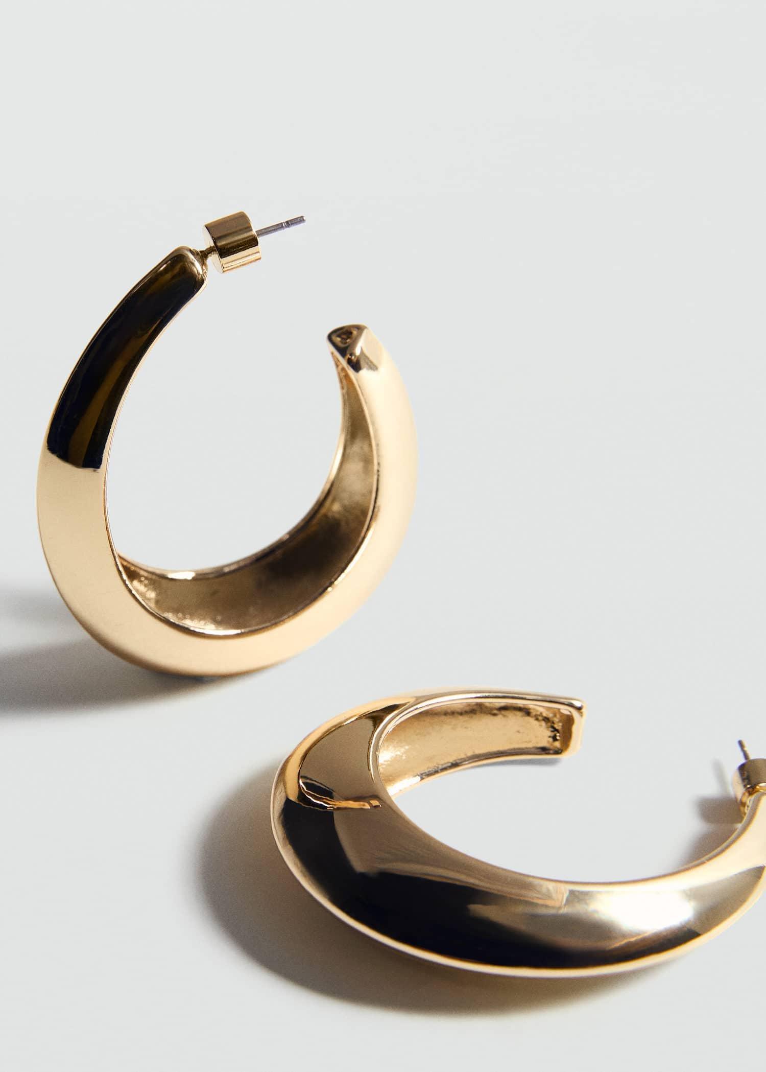Gold Oval Hoop Earrings, Gold, large image number 1