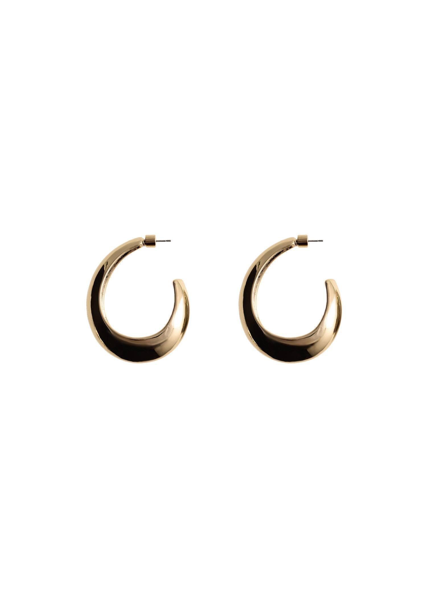 Gold Oval Hoop Earrings, Gold, large image number 2