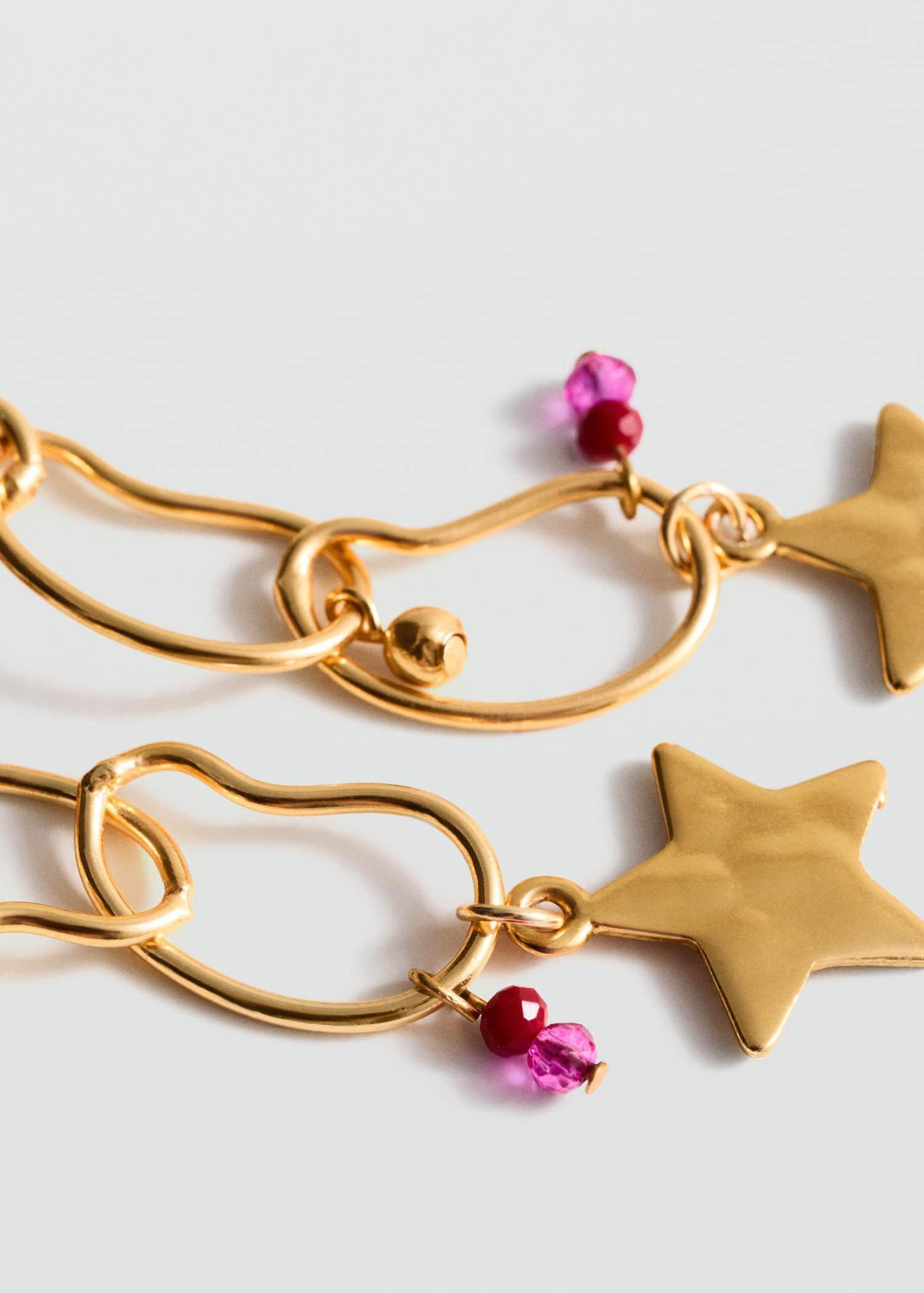 Gold Long Earrings With Stars, Gold, large image number 0